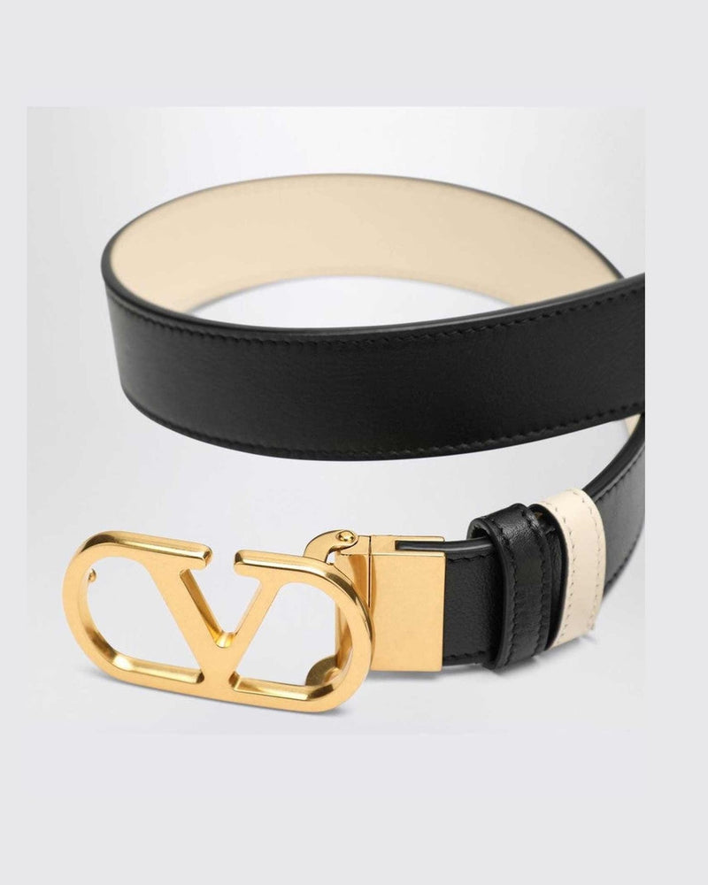 Valentino White Garavani Reversible Vlogo Signature Belt in Black/butter Glam Steals