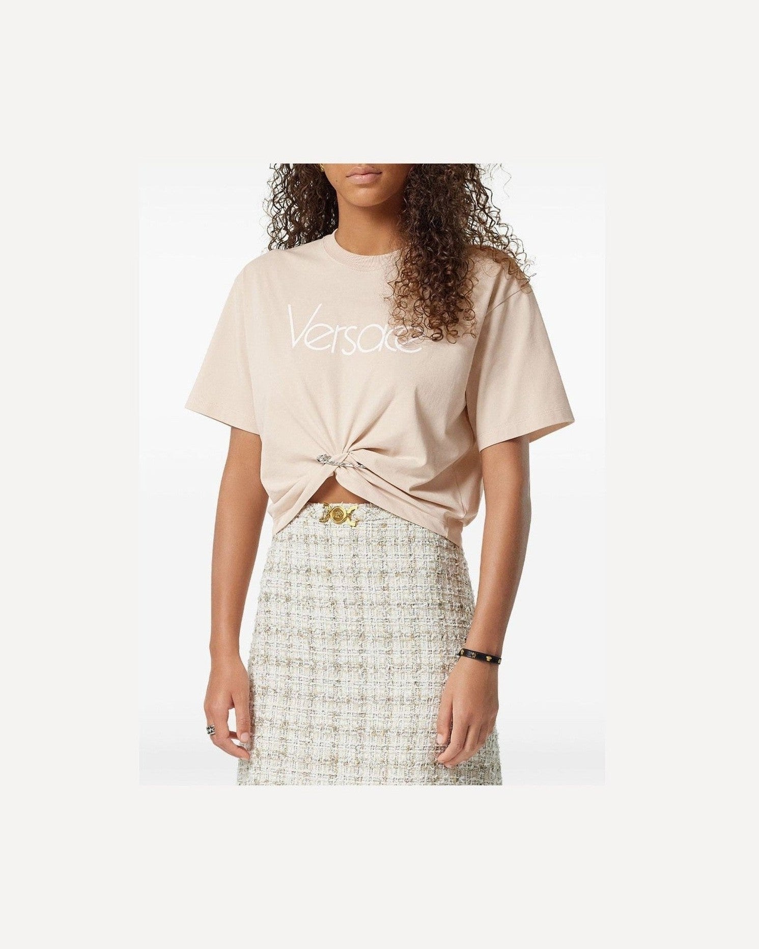 Versace 1978 Re Edition Logo Safety Pin Short T-shirt Glam Steals