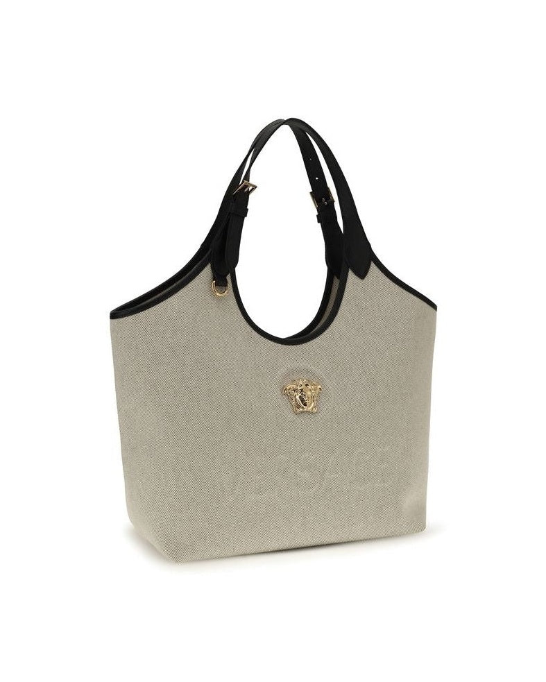 Versace Beige Cotton Shoulder Bag Glam Steals