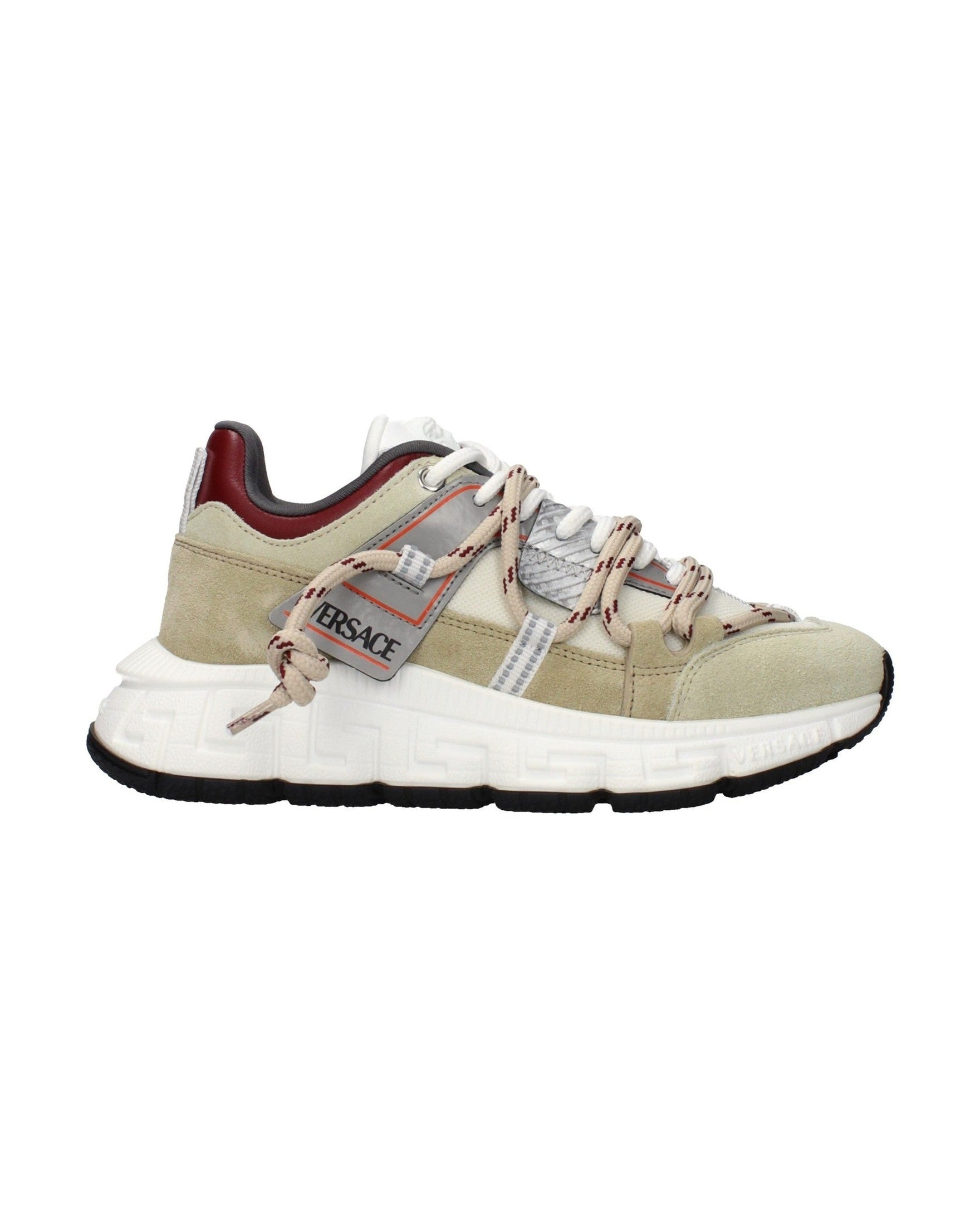 Versace Beige Leather Chunky Sneakers Glam Steals