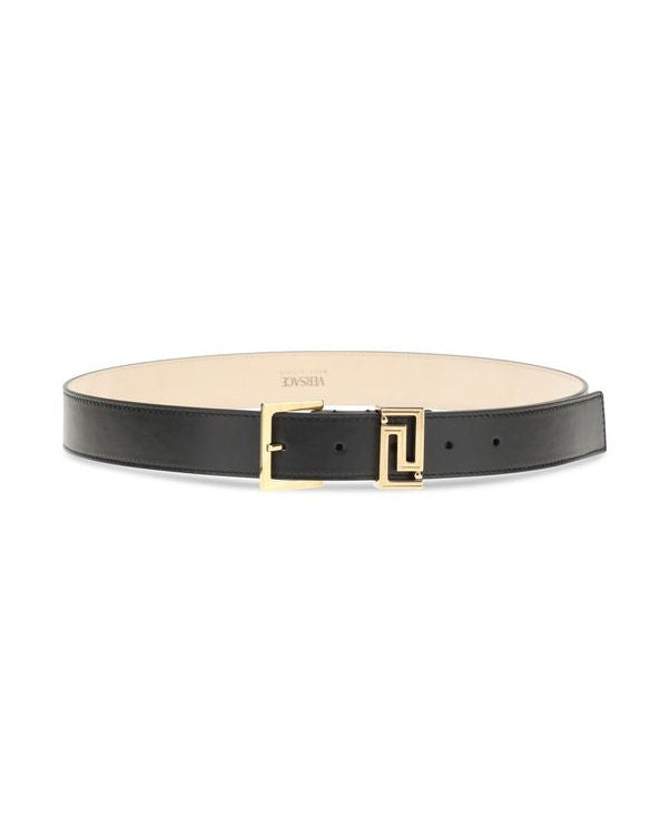 Versace Black Calf Leather Bos Taurus Belt Glam Steals