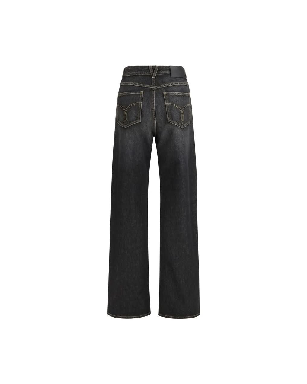Versace Black Cotton Straight Leg Jeans