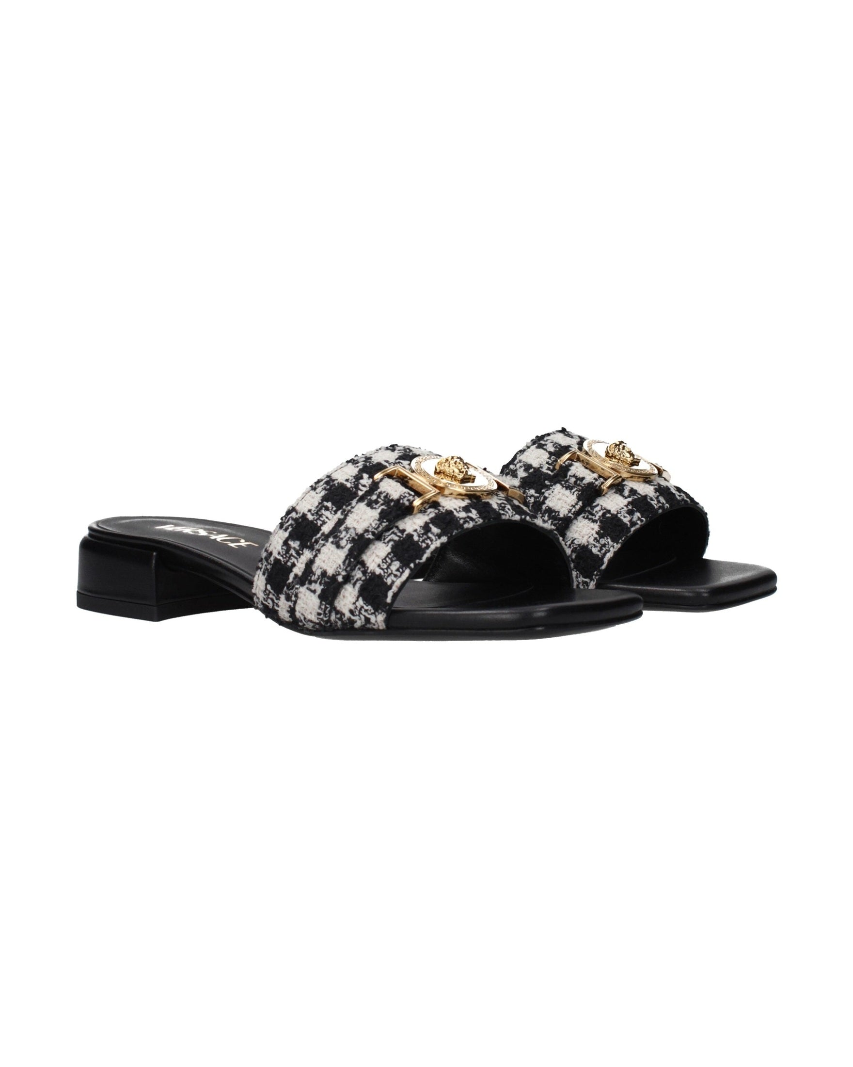 Versace Black Fabric Slippers Glam Steals