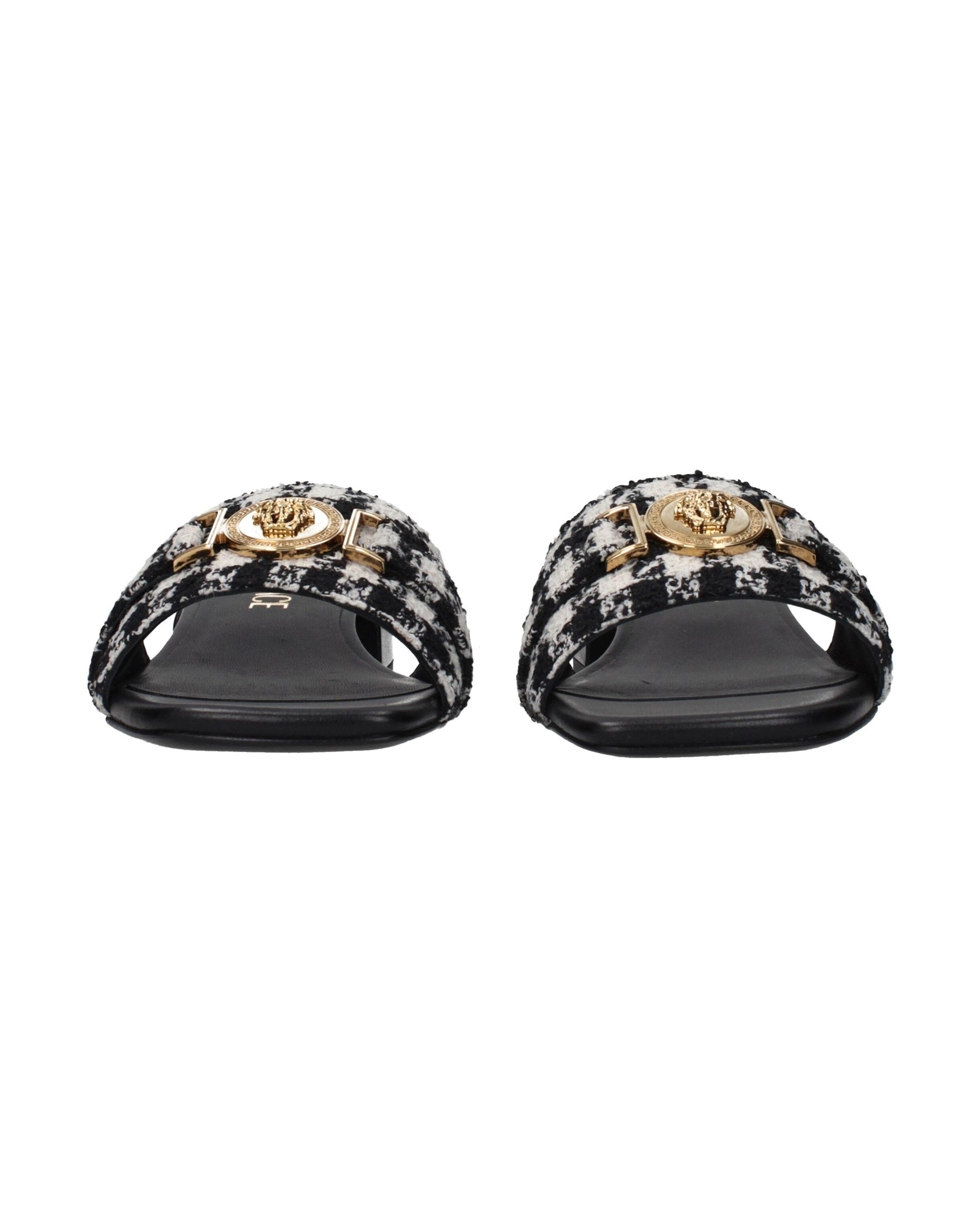 Versace Black Fabric Slippers Glam Steals