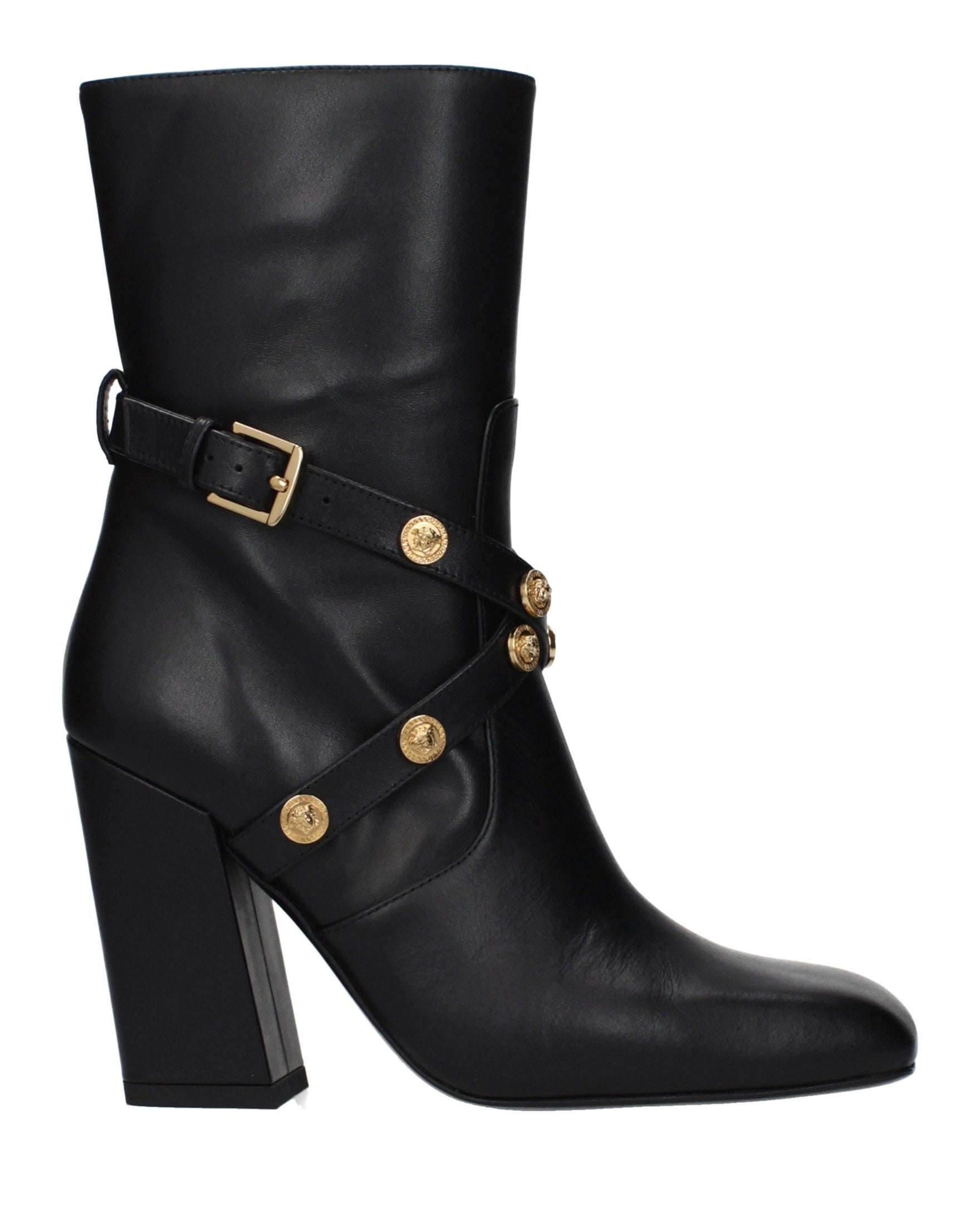 Versace Black Leather Ankle Boots Glam Steals