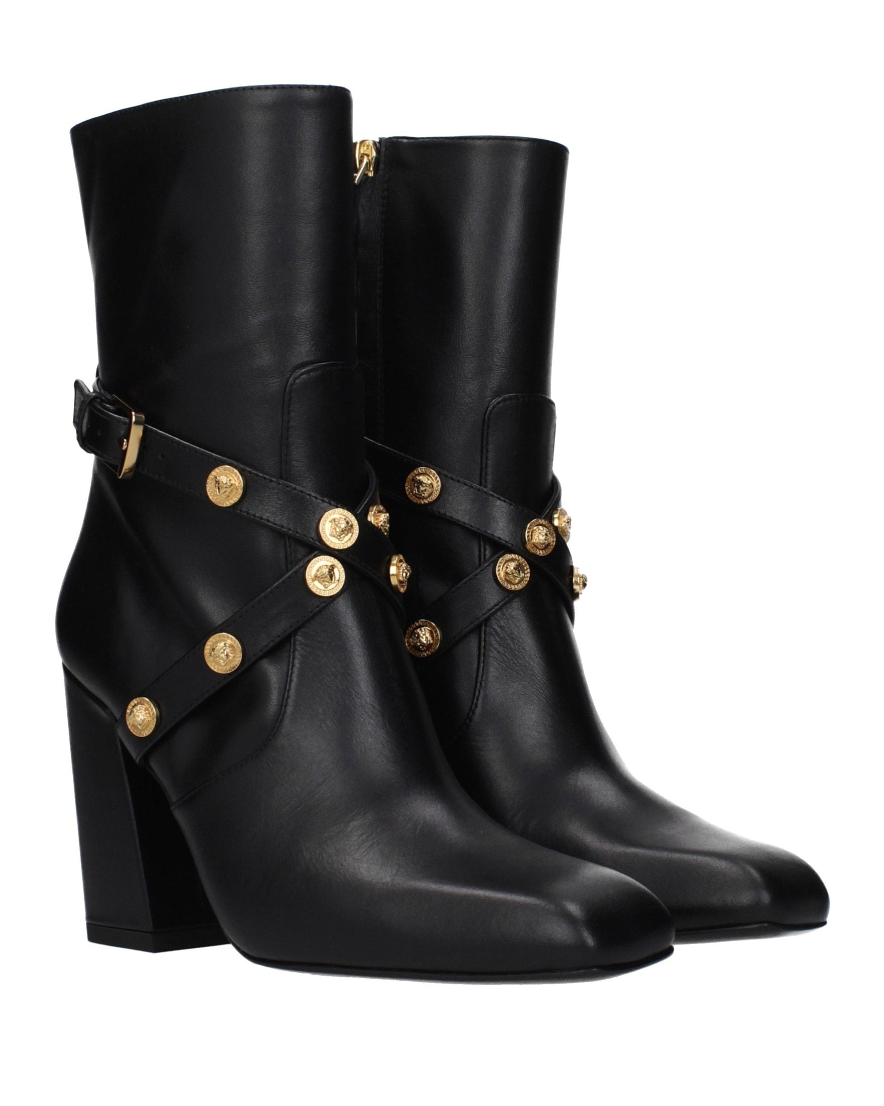 Versace Black Leather Ankle Boots Glam Steals