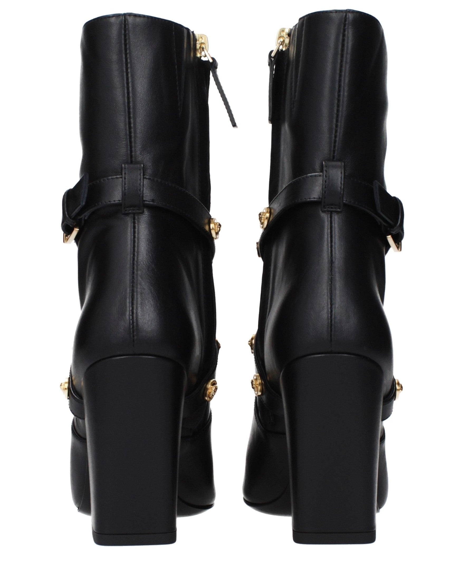 Versace Black Leather Ankle Boots Glam Steals