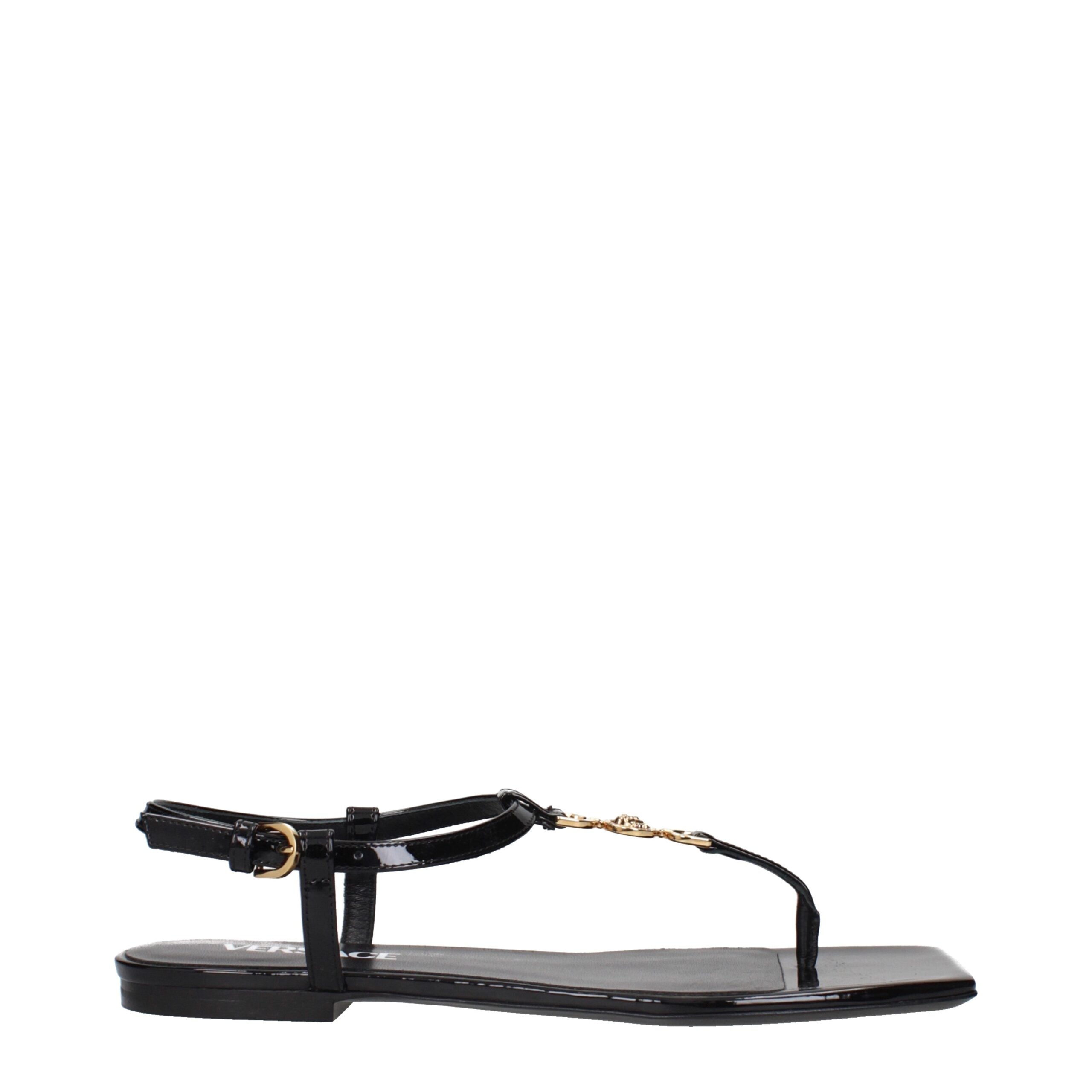 Versace Black Leather Flip Flop Sandals Glam Steals