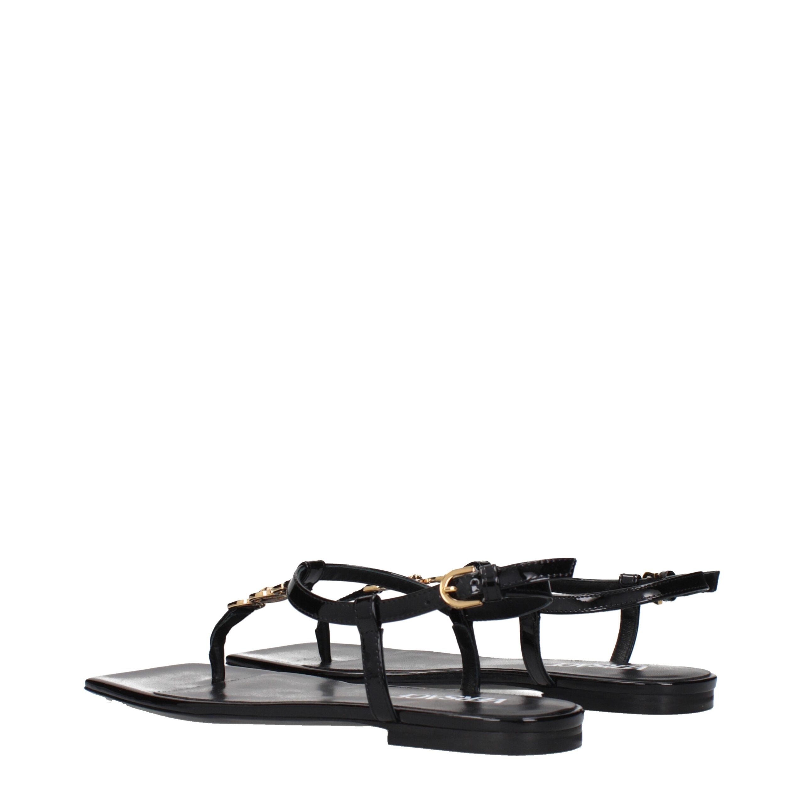Versace Black Leather Flip Flop Sandals Glam Steals