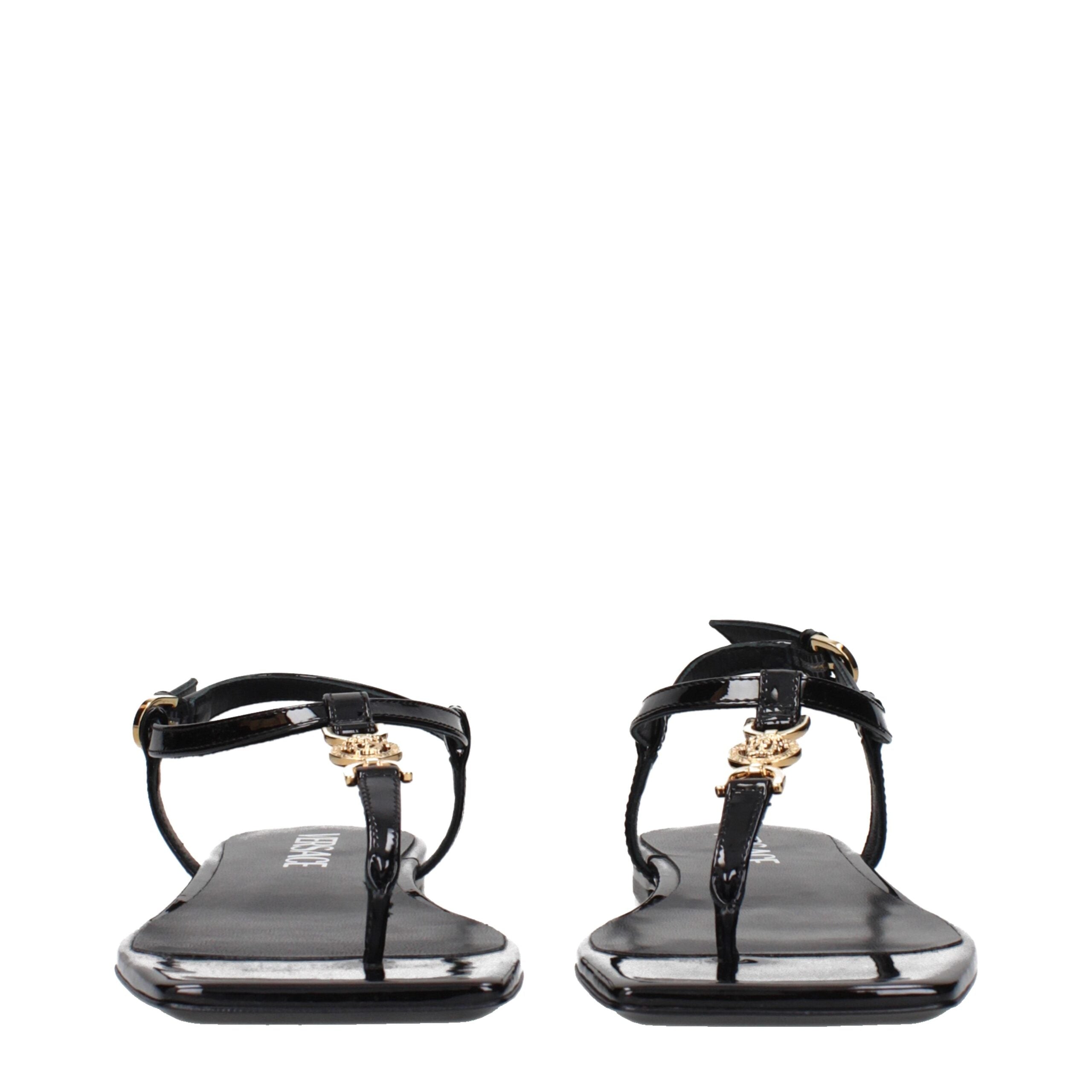 Versace Black Leather Flip Flop Sandals Glam Steals
