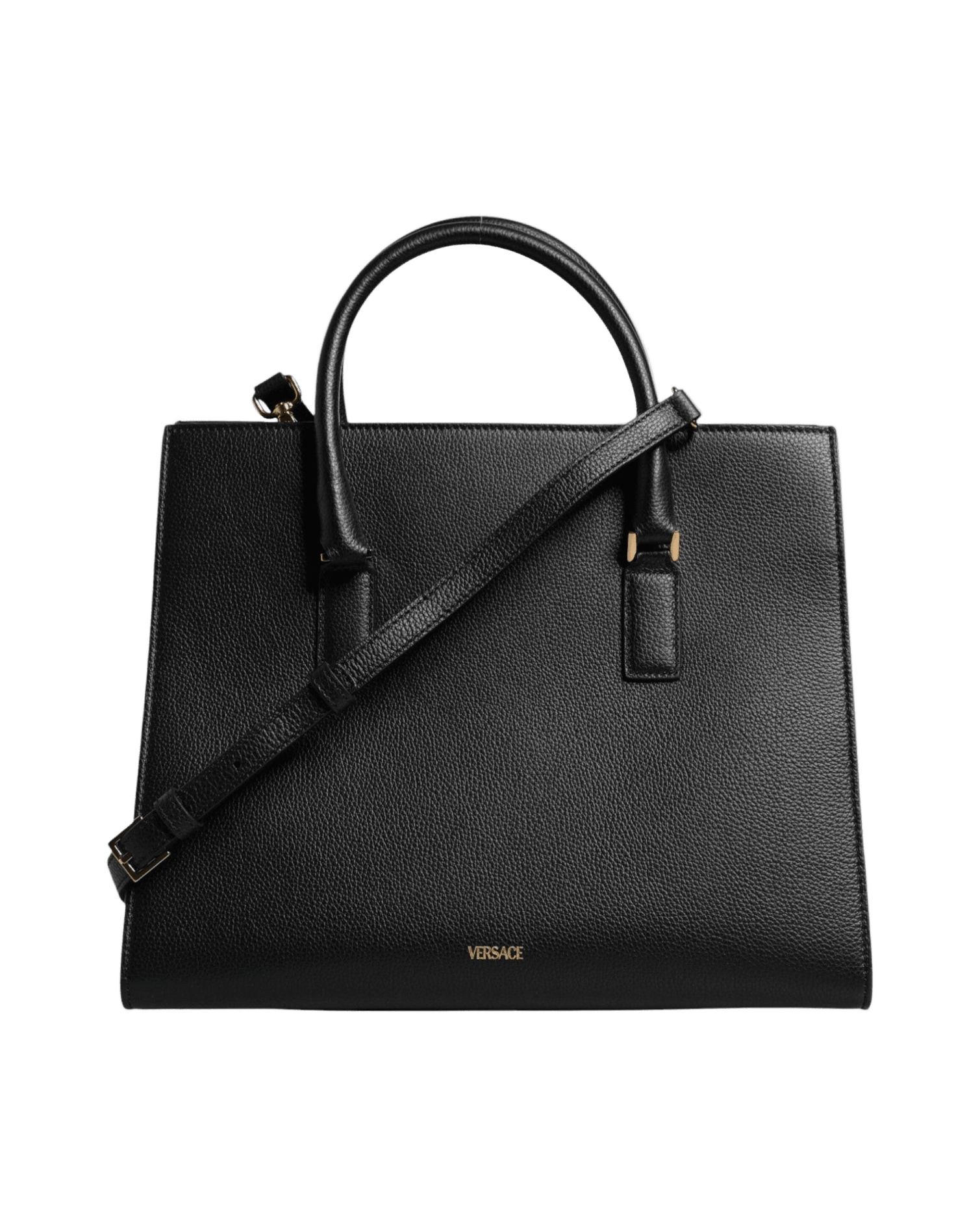 Versace Black Leather Large Top Handle Shoulder Crossbody Bag Glam Steals