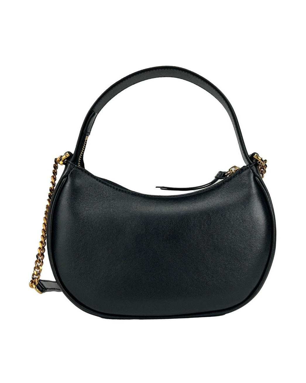 Versace Black Leather Quilted Half Moon Chain Crossbody Bag Glam Steals