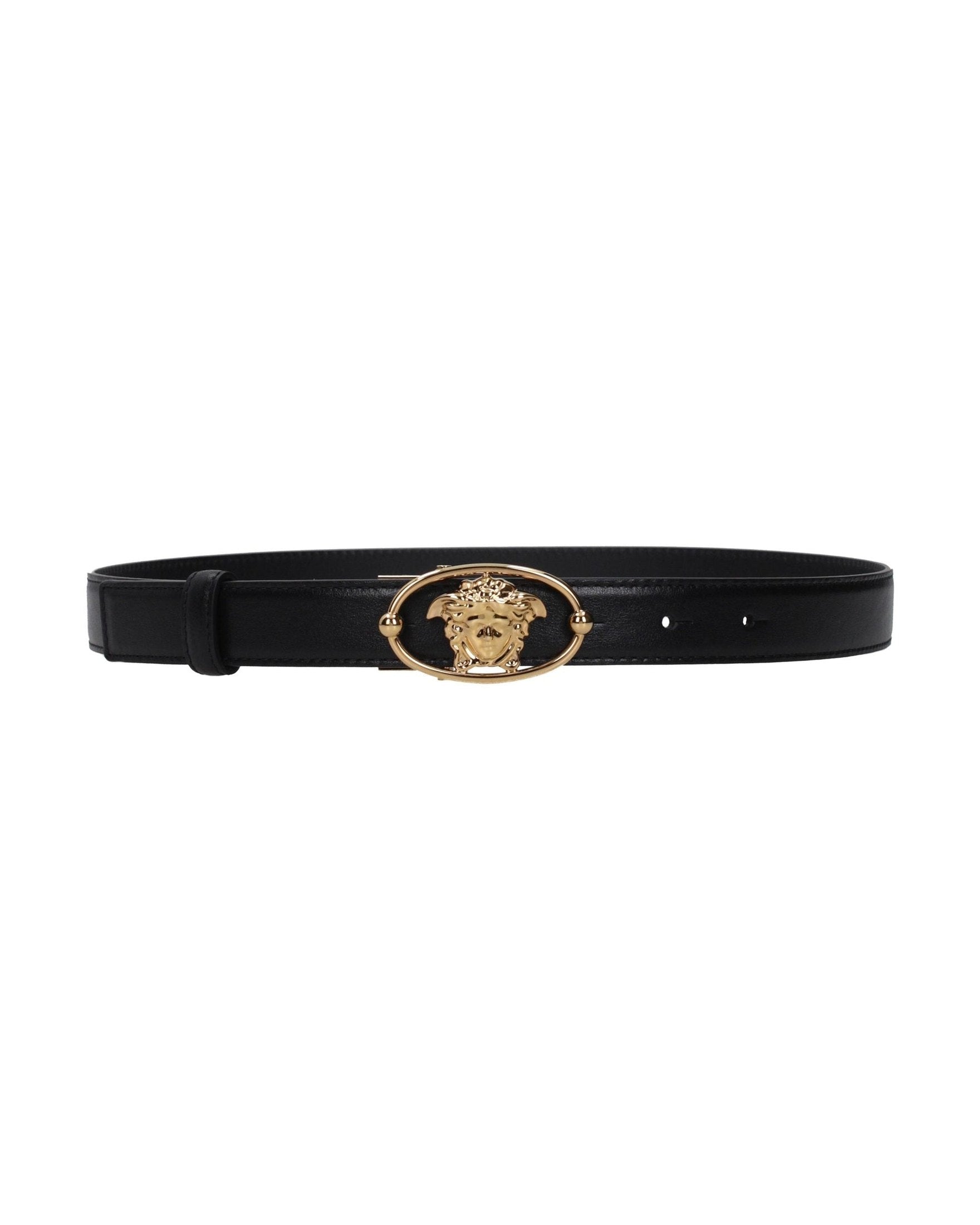 Versace Black Leather Regular Belt Glam Steals