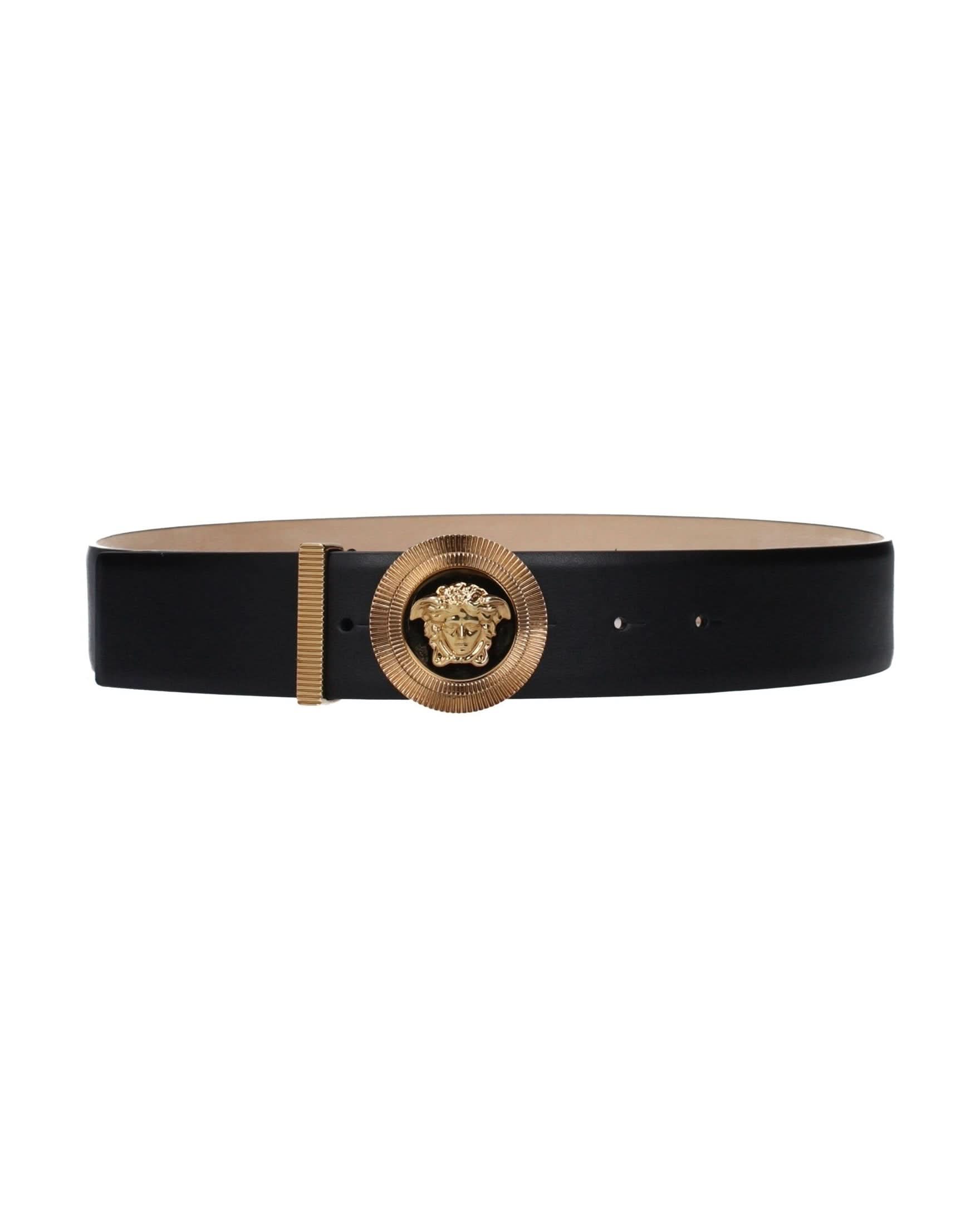 Versace Black Leather Regular Belt