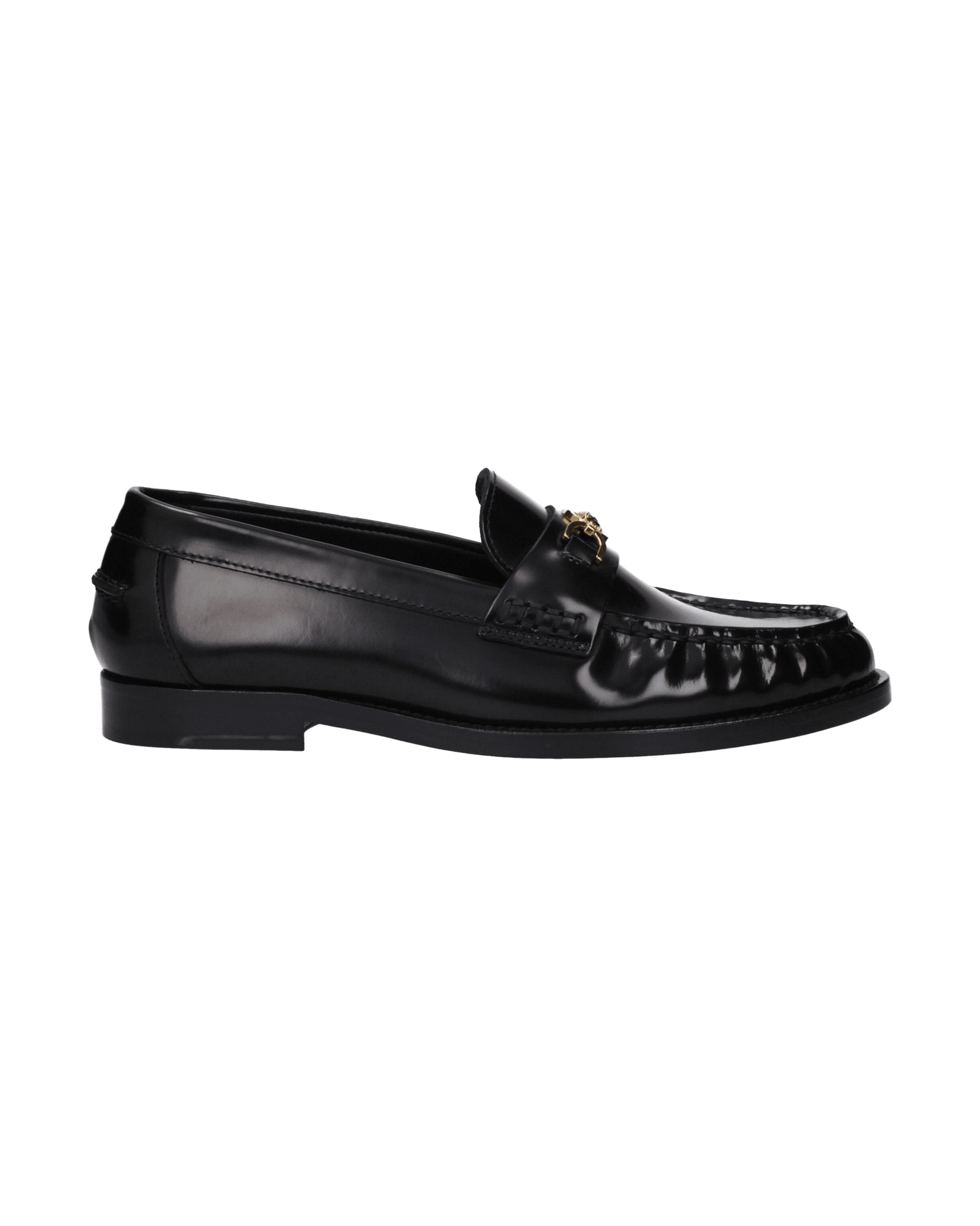 Versace Leather Black Slip On Loafers Shoes