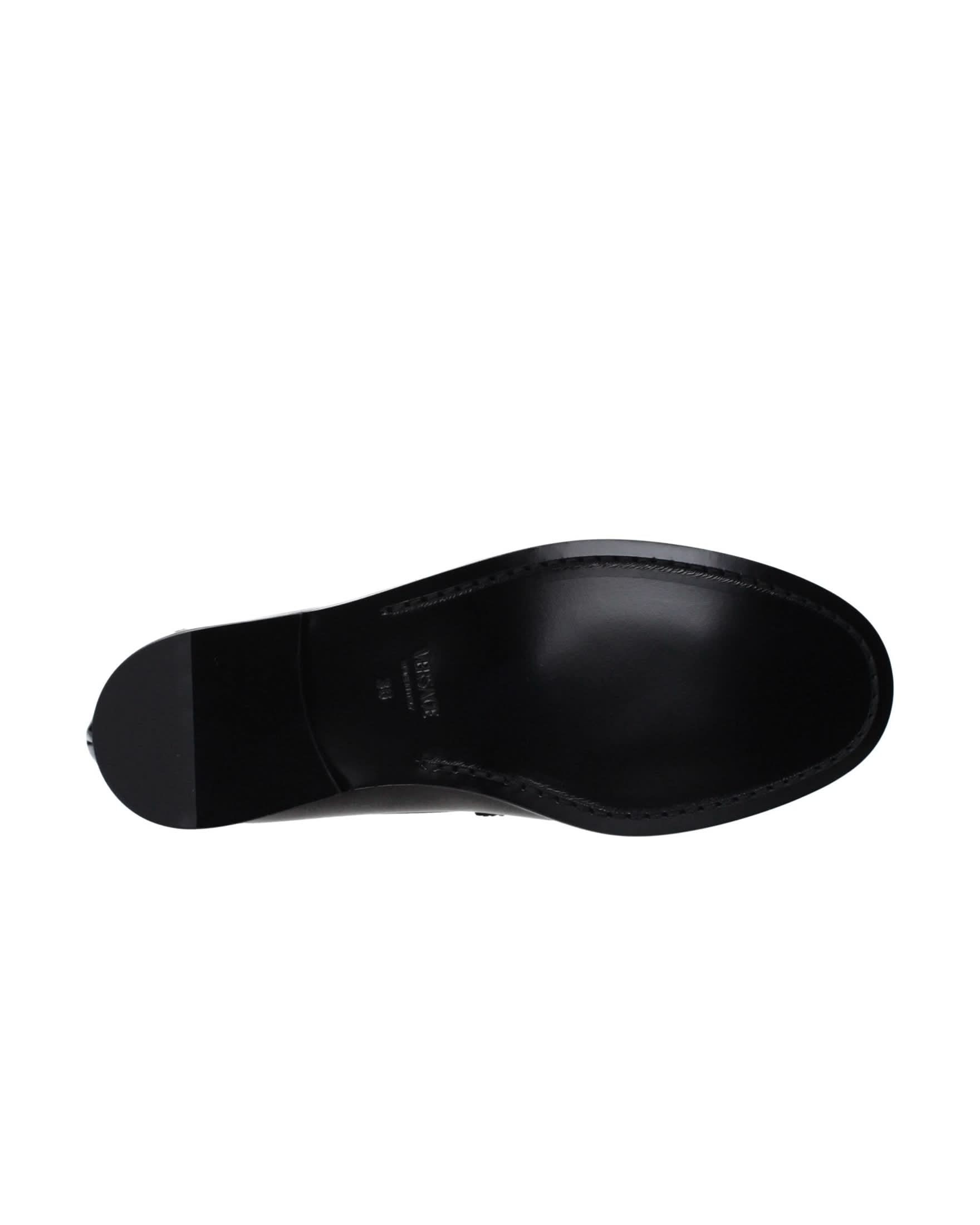 Versace Leather Black Slip On Loafers Shoes