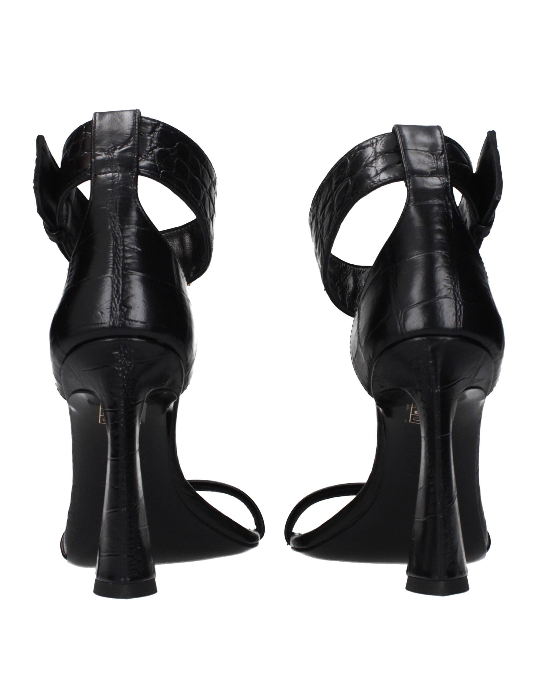 Versace Black Leather Stiletto Heel Sandals Glam Steals