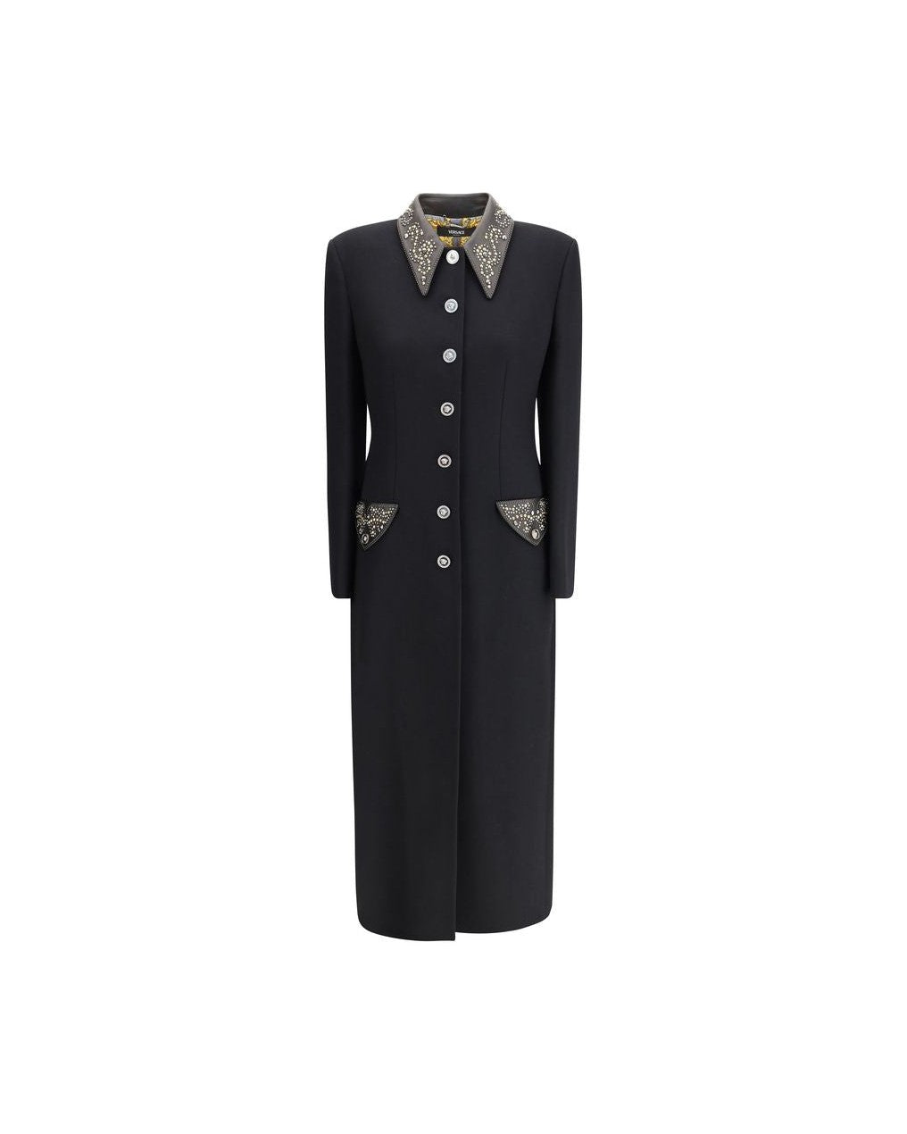 Versace Black Wool Coat Glam Steals