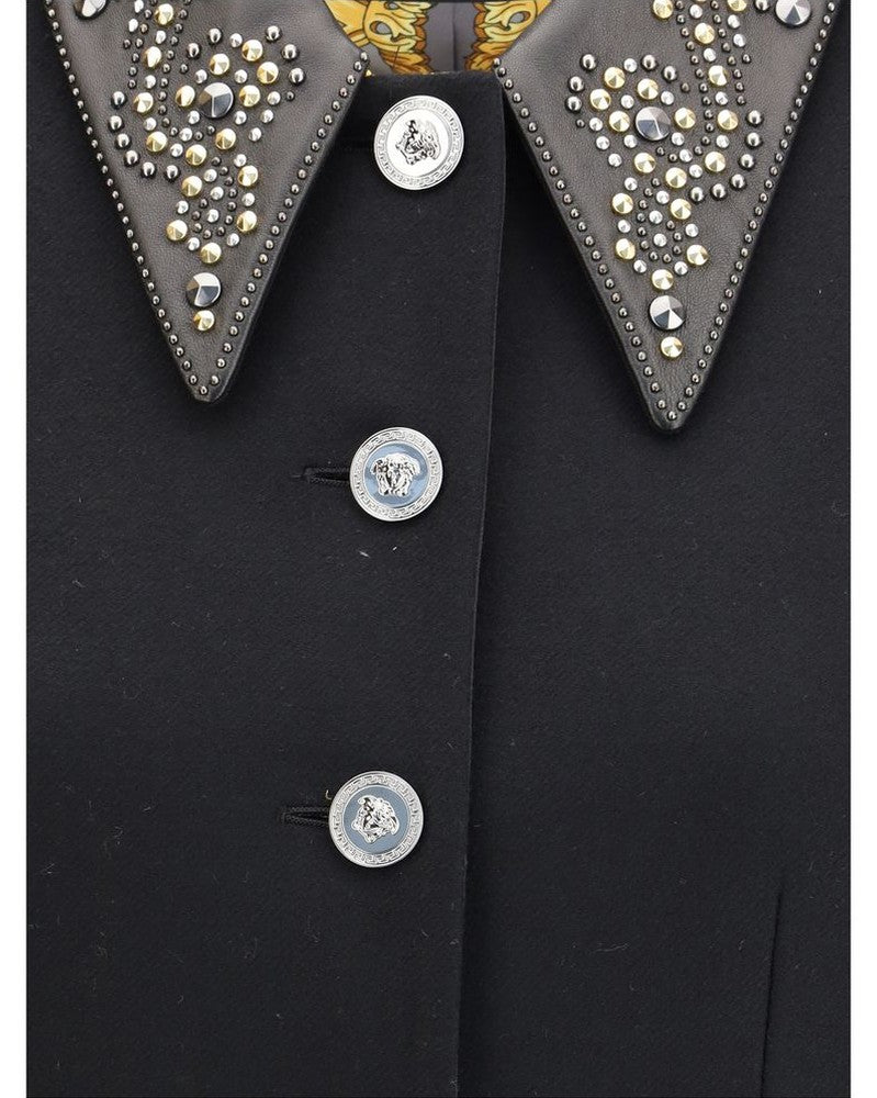 Versace Black Wool Coat Glam Steals