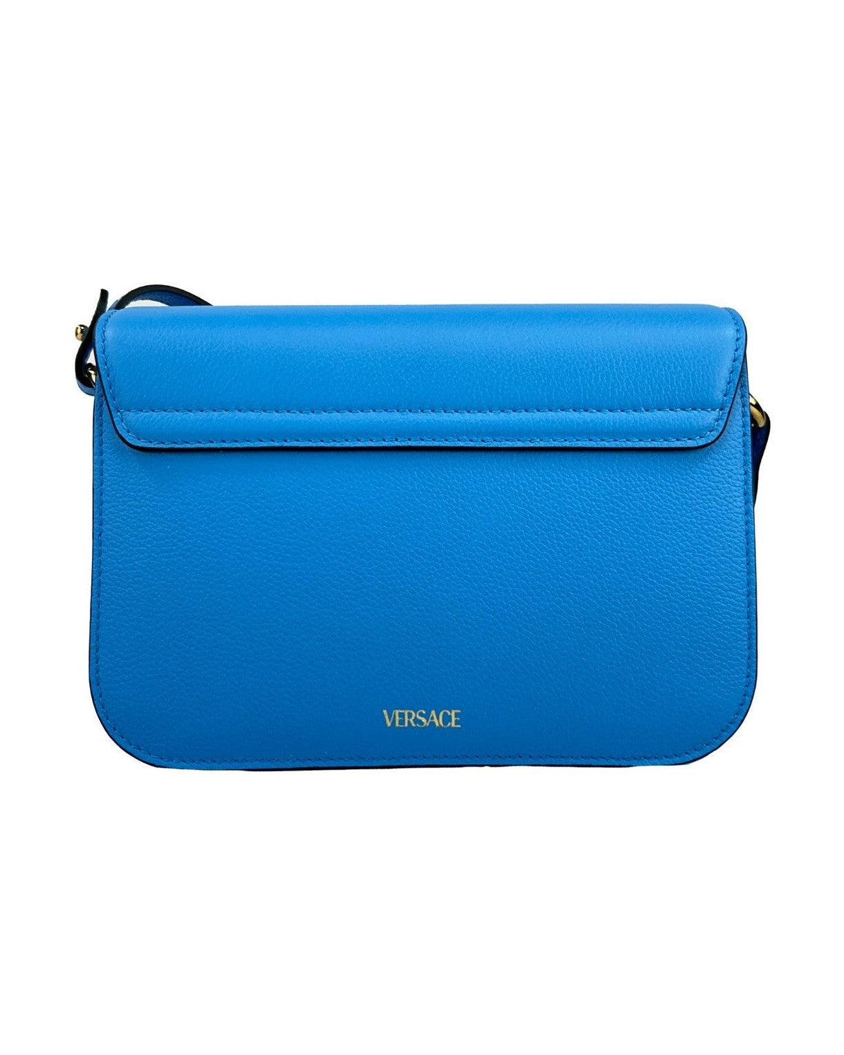 Versace Blue Leather La Medusa Shoulder Crossbody Bag Purse Glam Steals