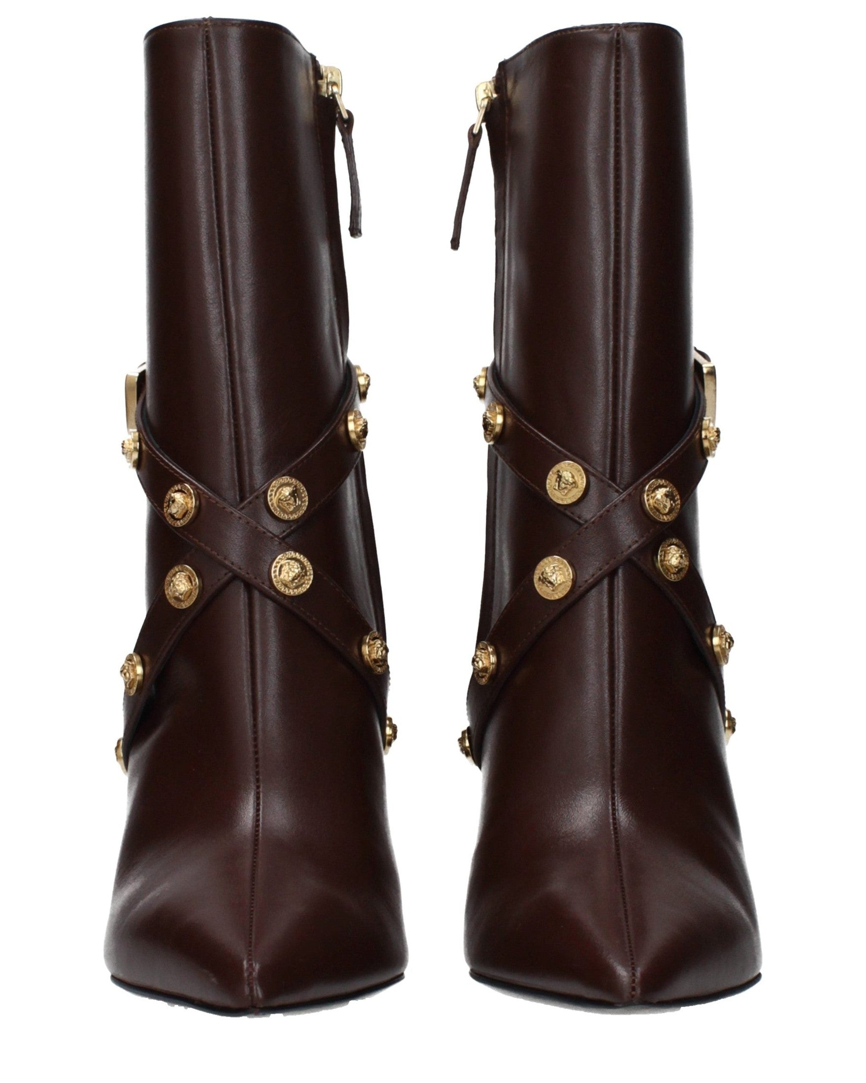 Versace Brown Leather Ankle Boots Glam Steals