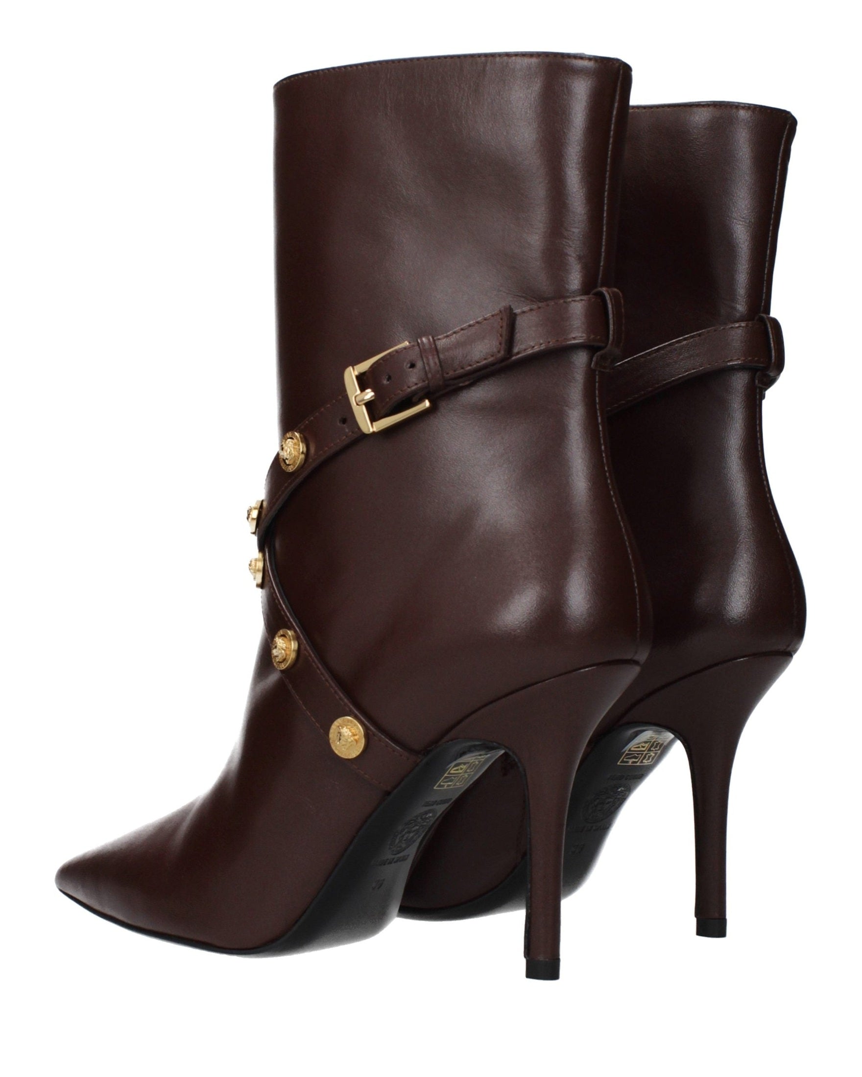 Versace Brown Leather Ankle Boots Glam Steals