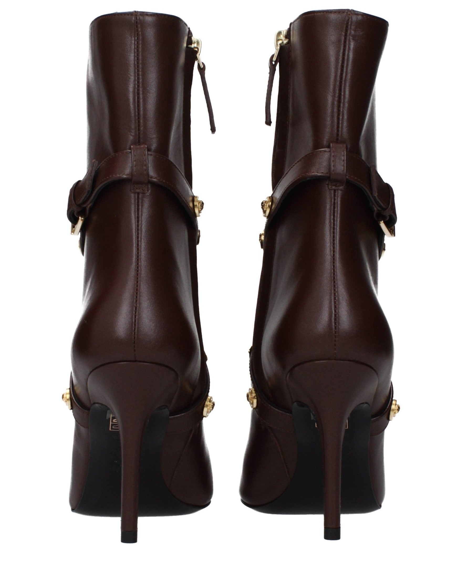 Versace Brown Leather Ankle Boots Glam Steals