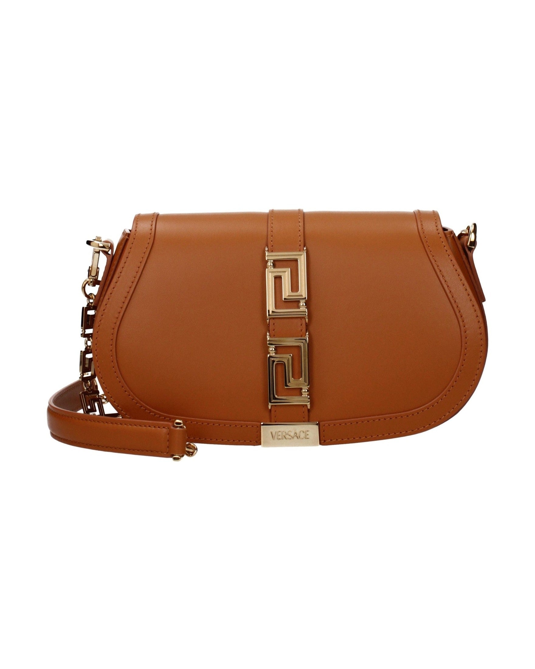 Versace Brown Leather Shoulder Bag Glam Steals