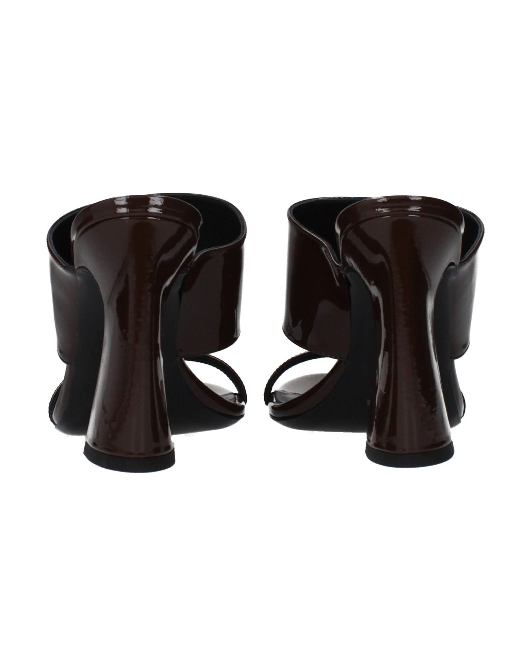 Versace Brown Leather Stiletto Heel Sandals