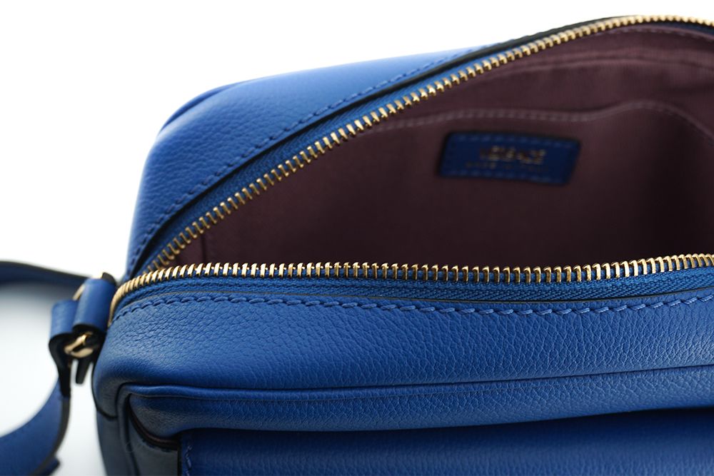 Versace Elegant Calf Leather Camera Case Blue Bag Glam Steals