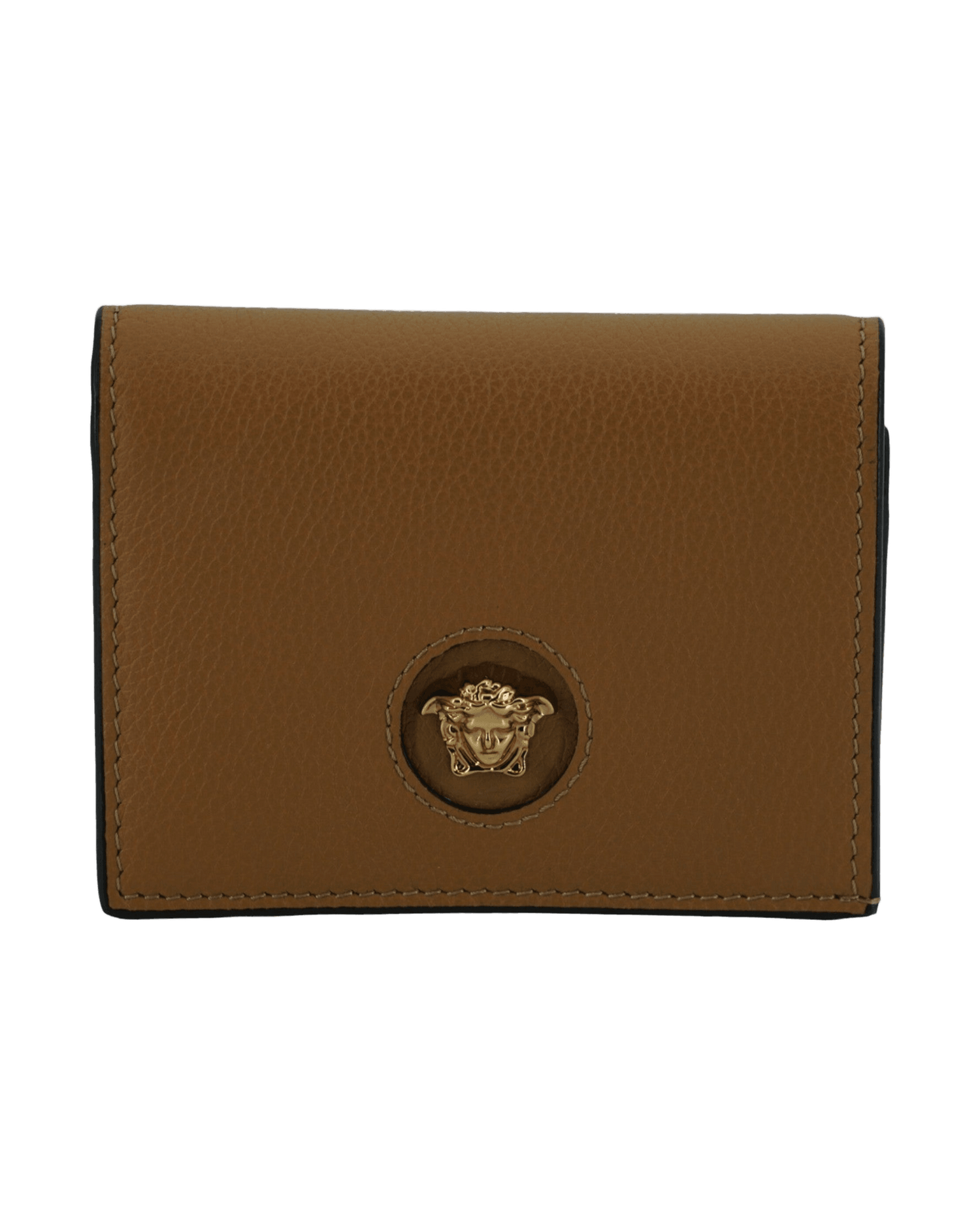 Versace Elegant Compact Leather Wallet Brown Glam Steals