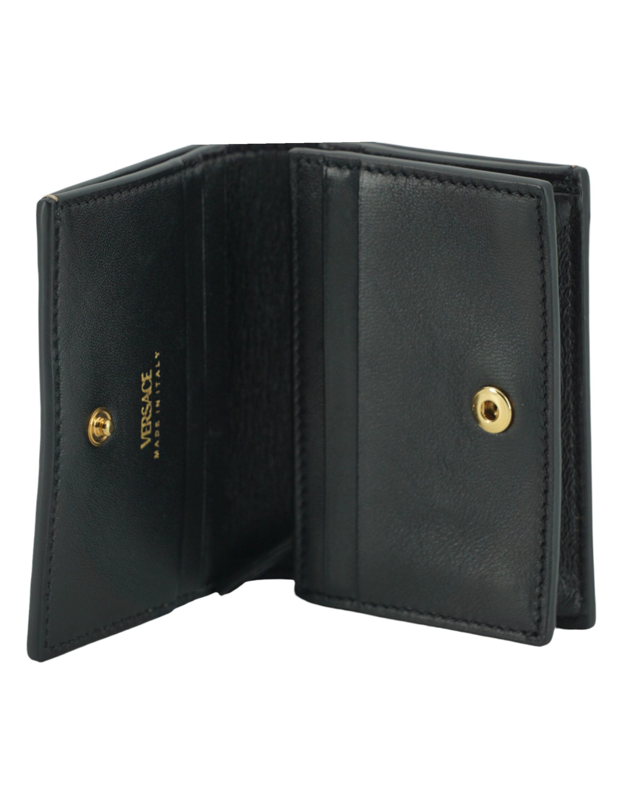 Versace Elegant Compact Leather Wallet Brown Glam Steals