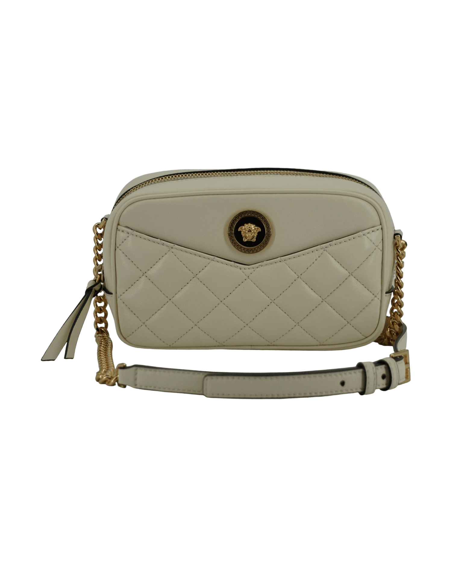 Versace Elegant White Lamb Leather Camera Bag Glam Steals