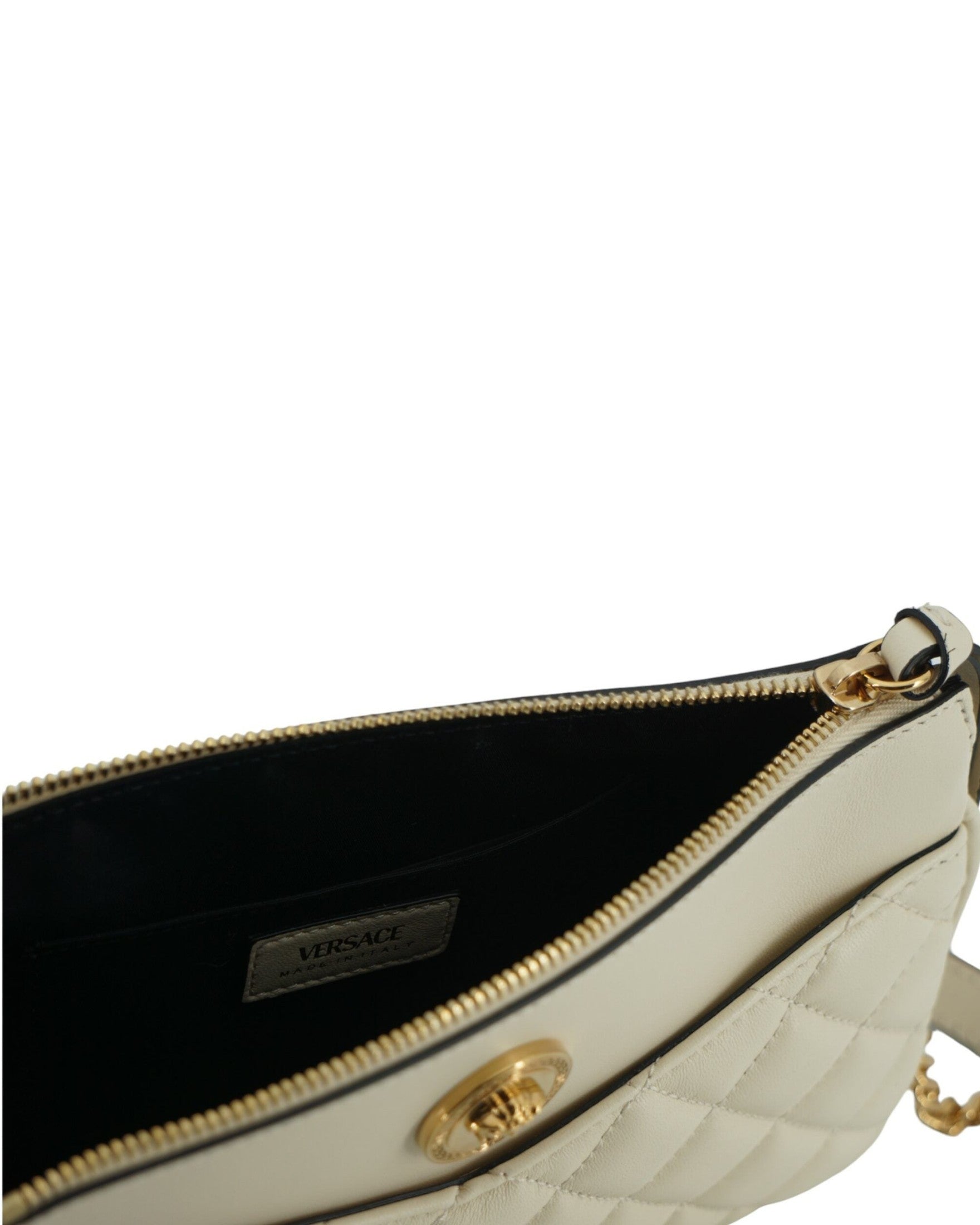 Versace Elegant Lamb Leather Crossbody White Pouch Glam Steals