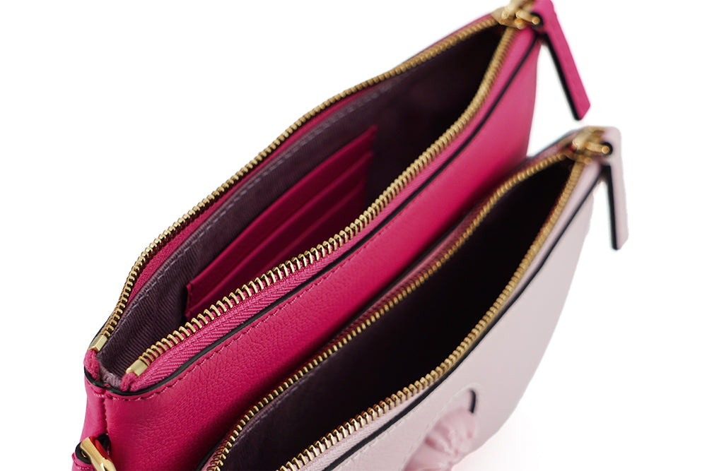 Versace Elegant Leather Pouch Pink Clutch Glam Steals