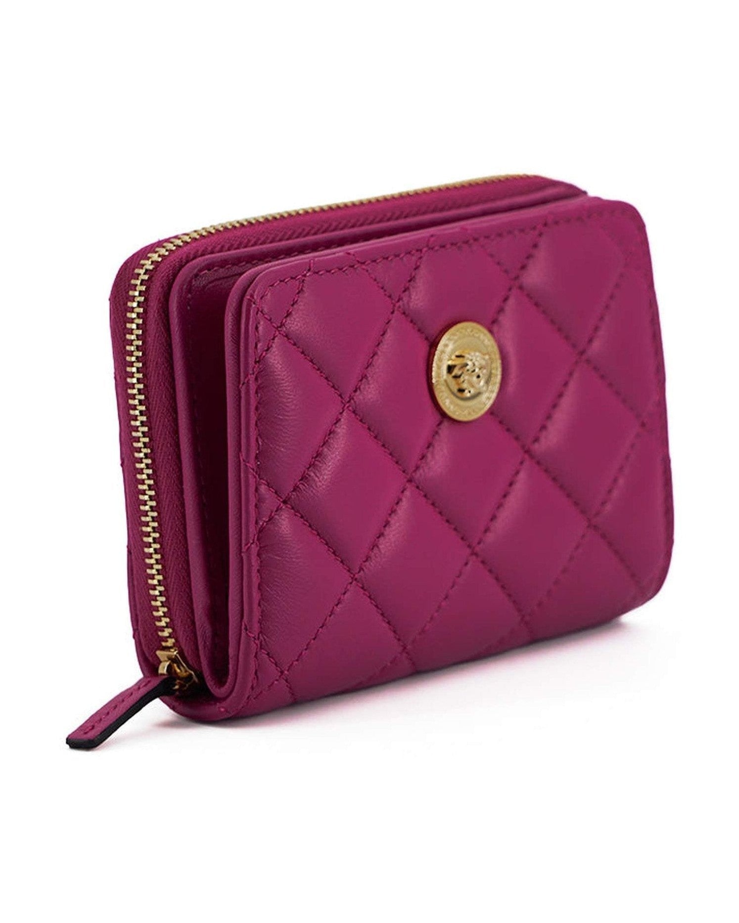 Versace Elegant Quilted Leather Purple Wallet Glam Steals