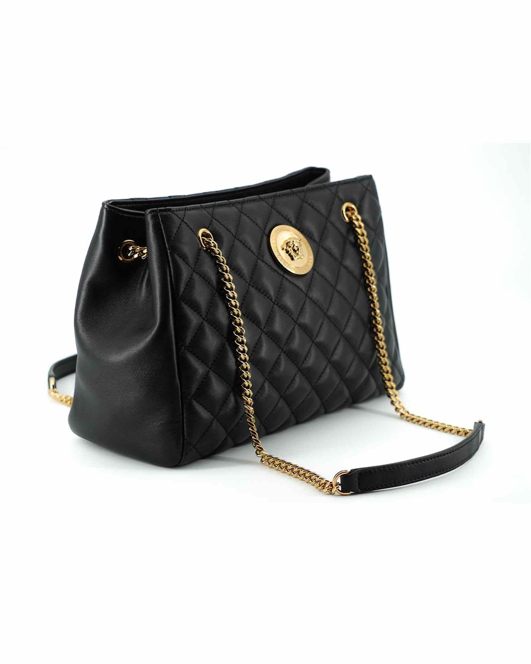 Versace Elegant Quilted Nappa Leather Tote Bag Glam Steals