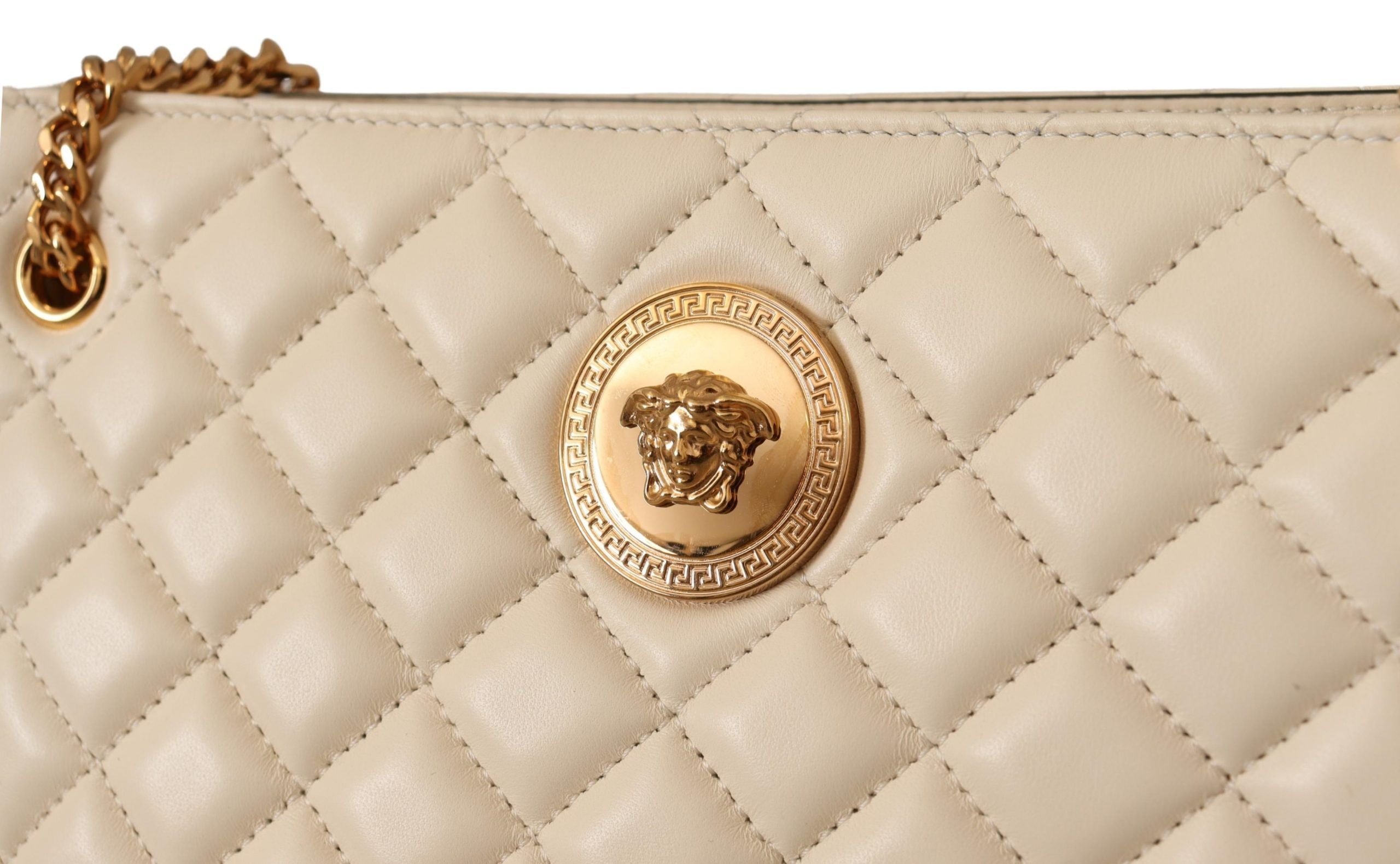Versace Elegant Quilted Nappa Leather Tote Glam Steals