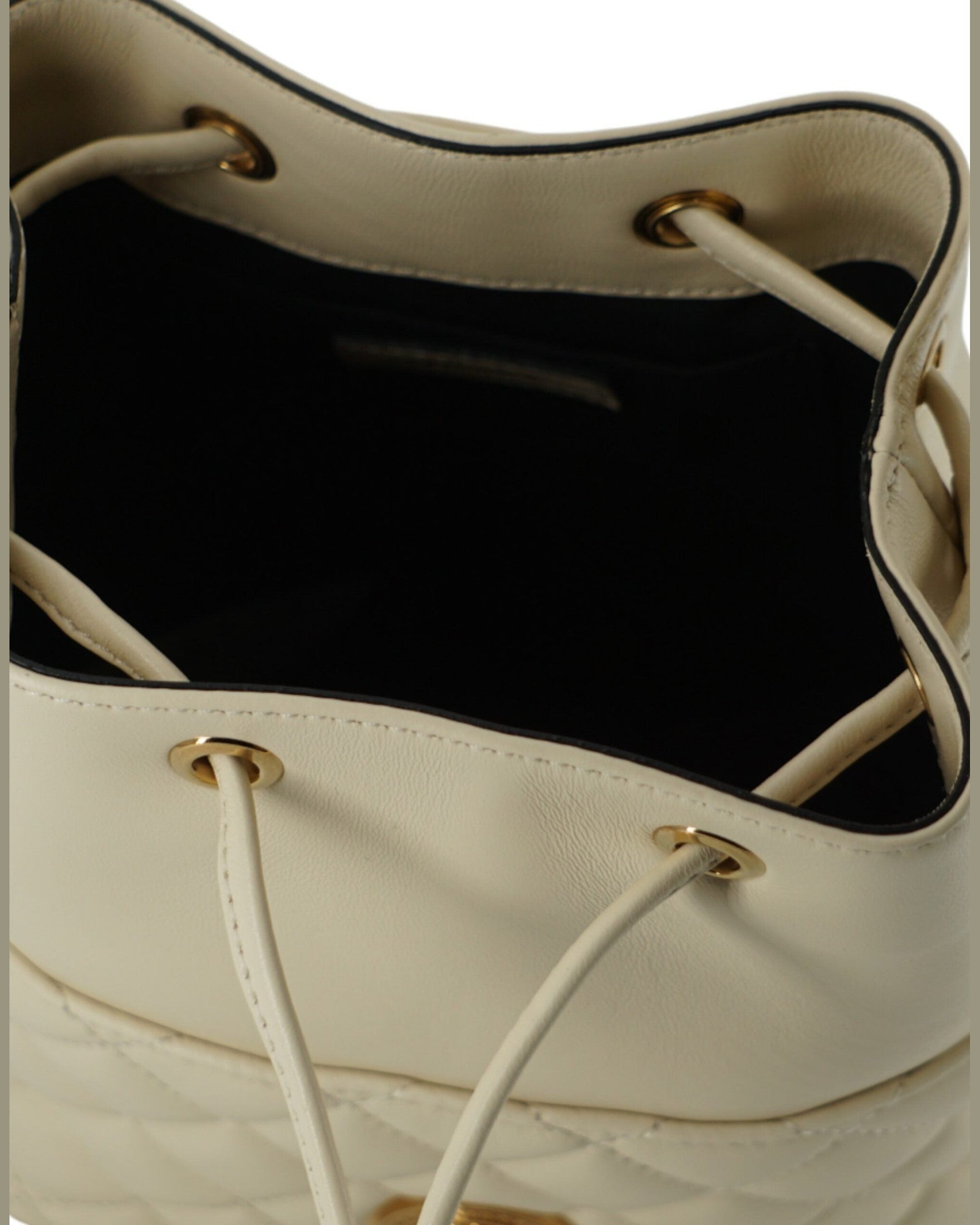 Versace Elegant Small Leather Bucket Shoulder White Bag Glam Steals