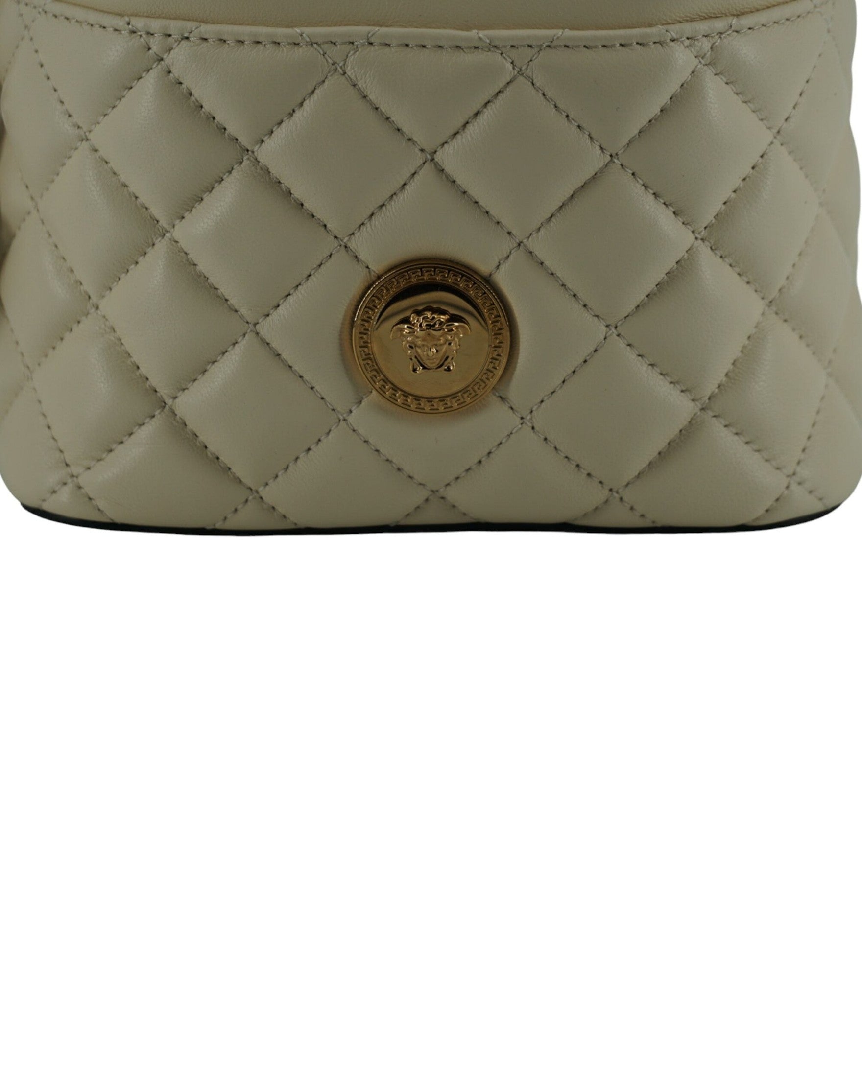 Versace Elegant Small Leather Bucket Shoulder White Bag Glam Steals