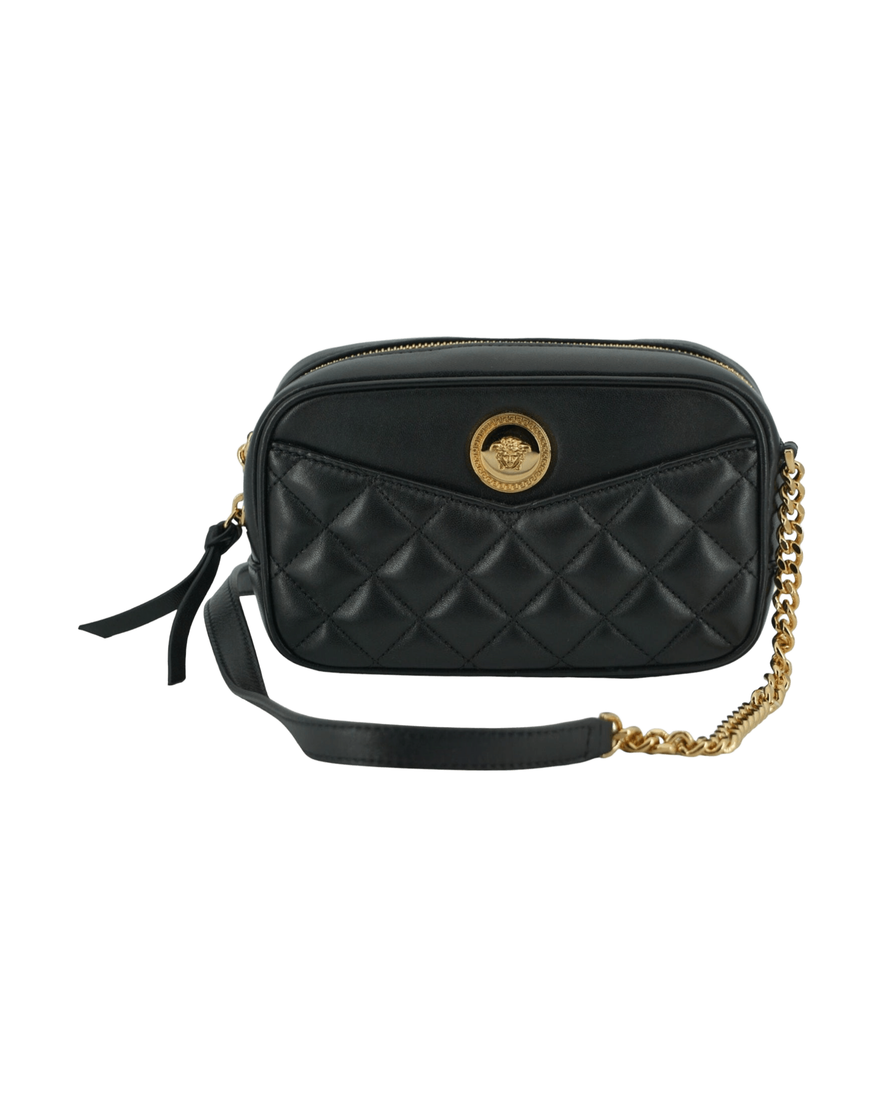 Versace Elegant Small Leather Crossbody Black Bag Glam Steals