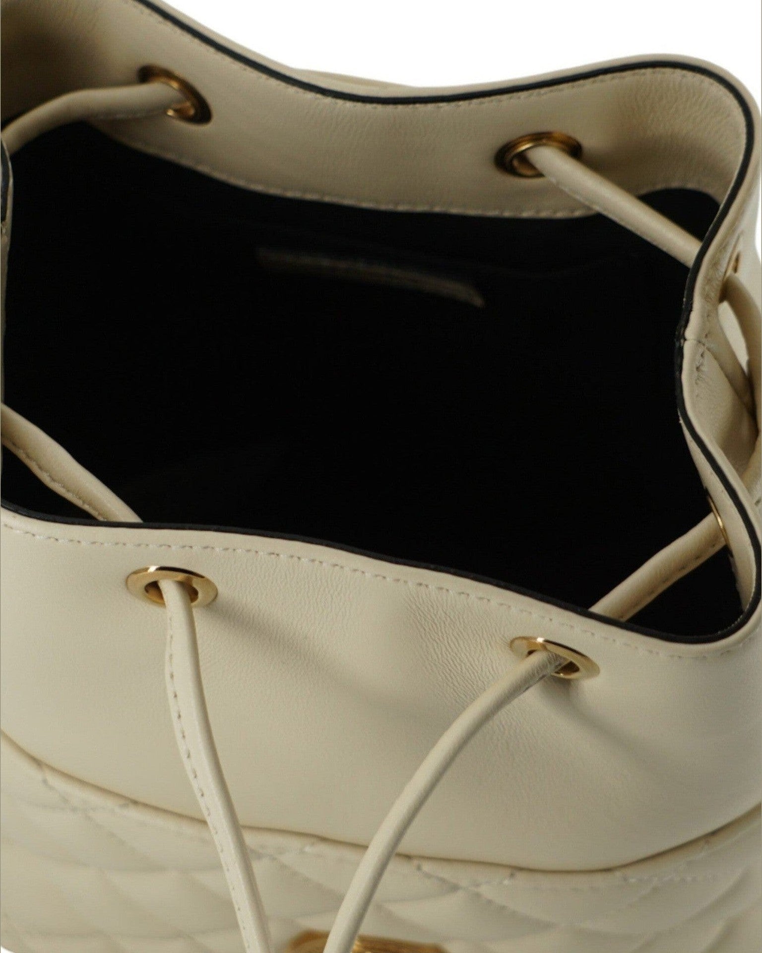 Versace Elegant Small Leather Bucket Shoulder White Bag Glam Steals