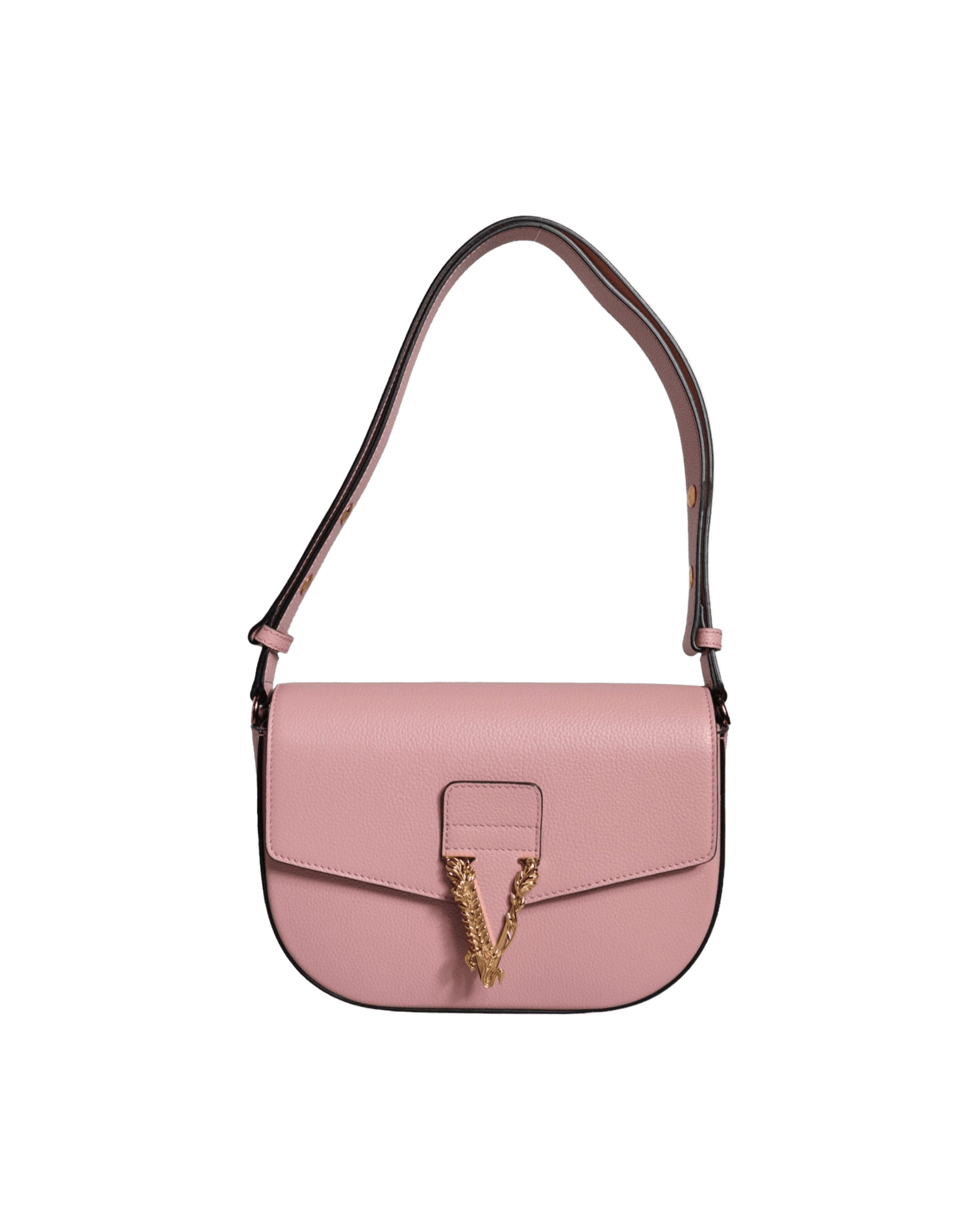 Versace Grainy Pink Calf Leather Logo Crossbody Shoulder Bag Shoulder Bags