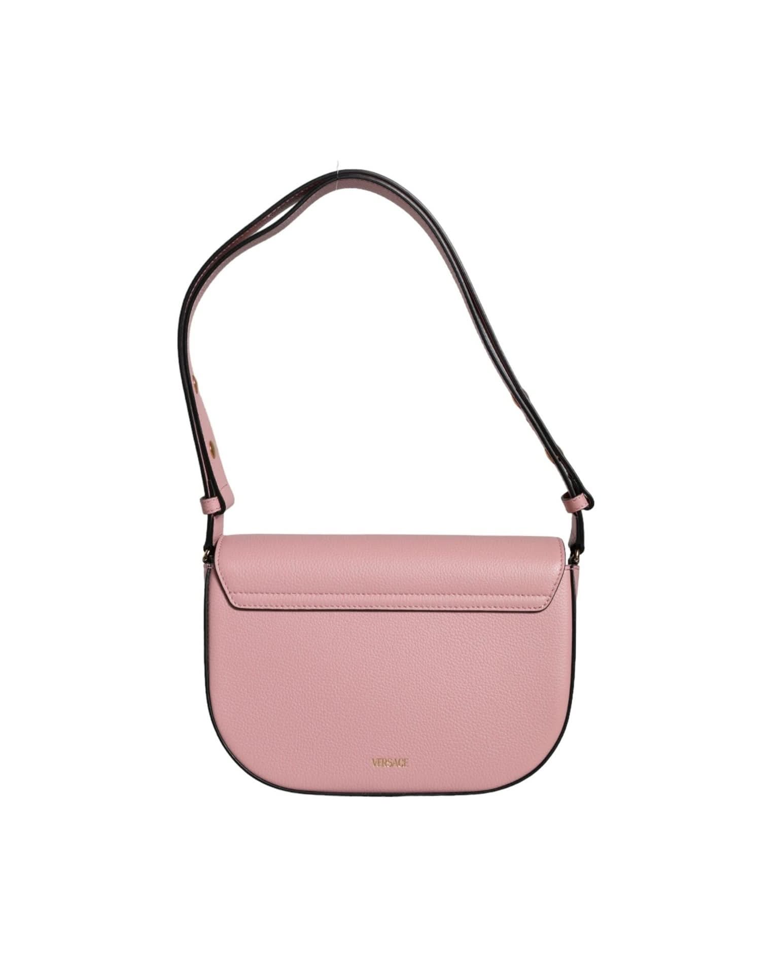 Versace Grainy Pink Calf Leather Logo Crossbody Shoulder Bag Shoulder Bags