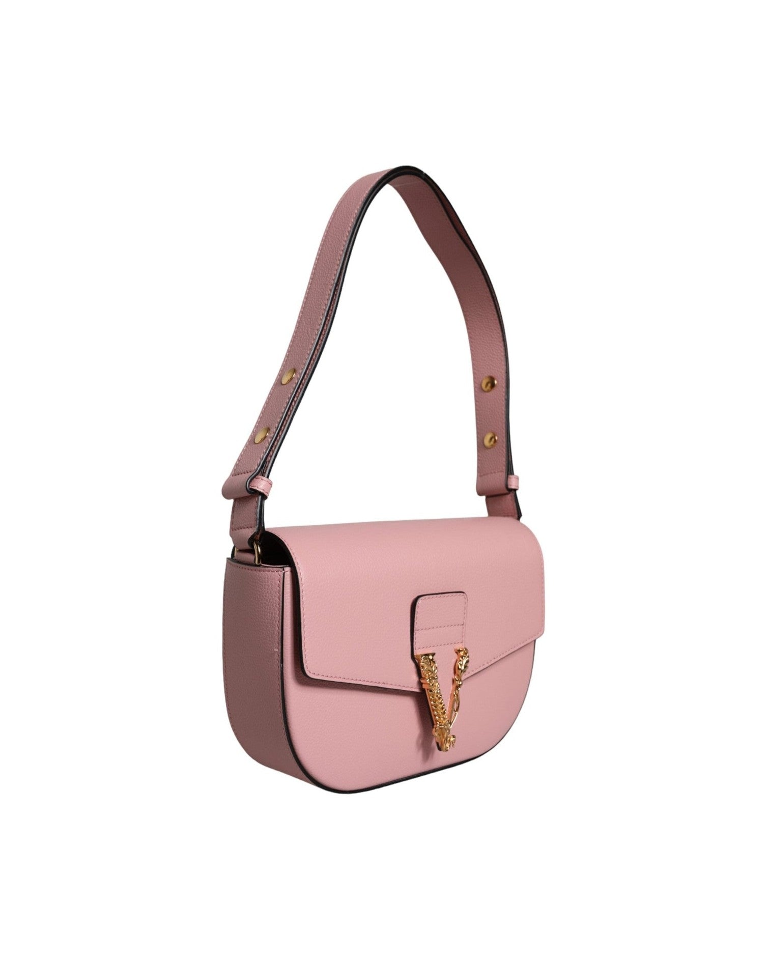 Versace Grainy Calf Leather Logo Crossbody Shoulder Pink Bag Glam Steals