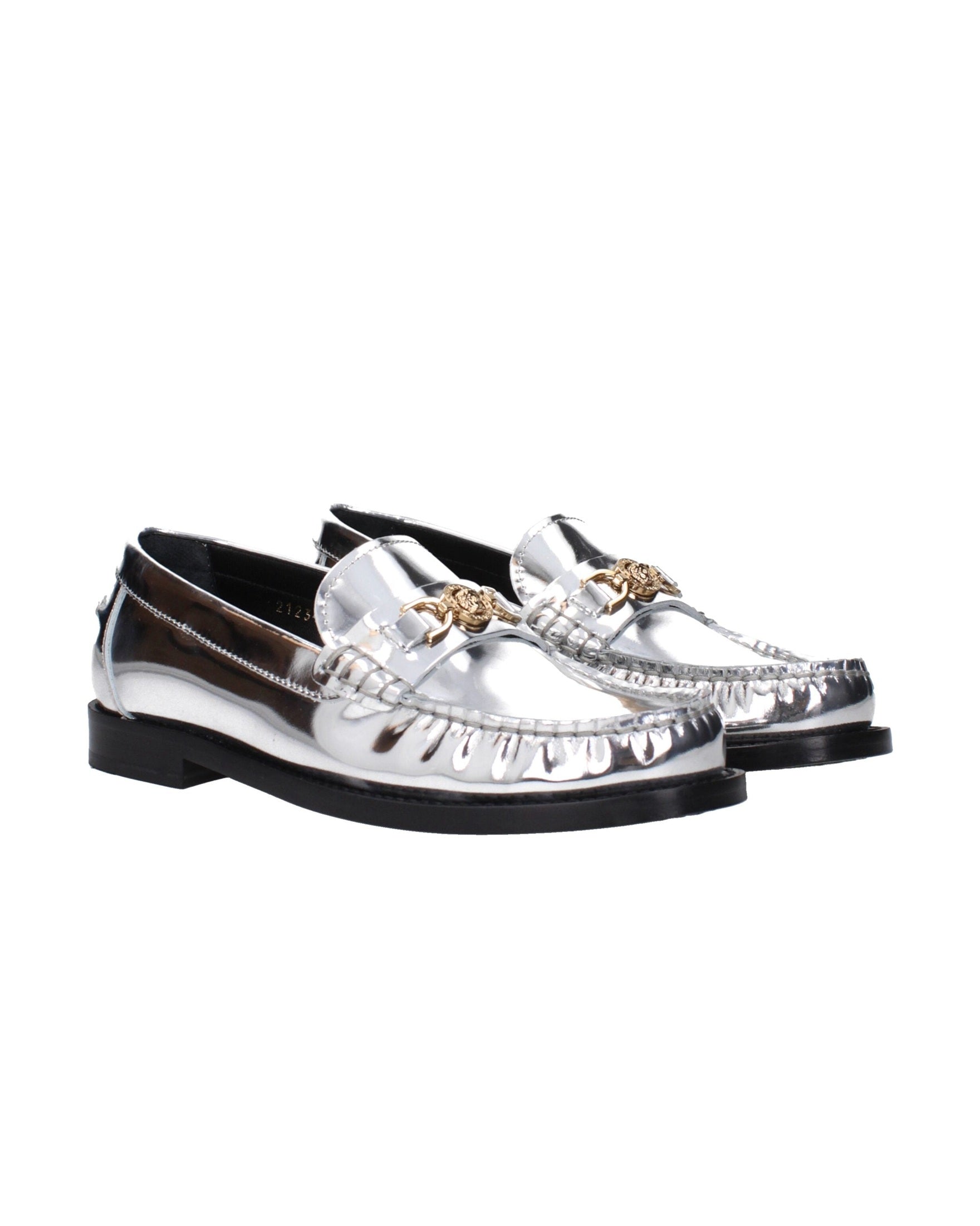 Versace Gray Leather Slip On Loafers Glam Steals