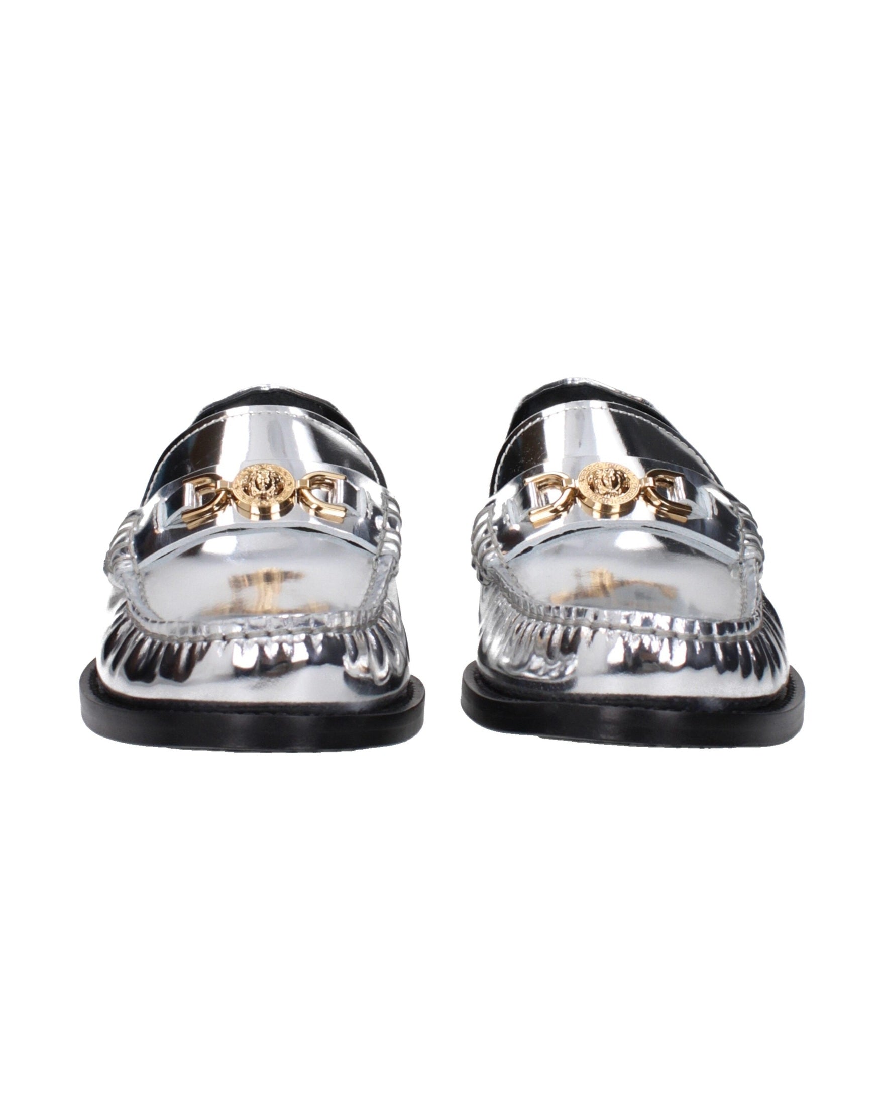 Versace Gray Leather Slip On Loafers Glam Steals