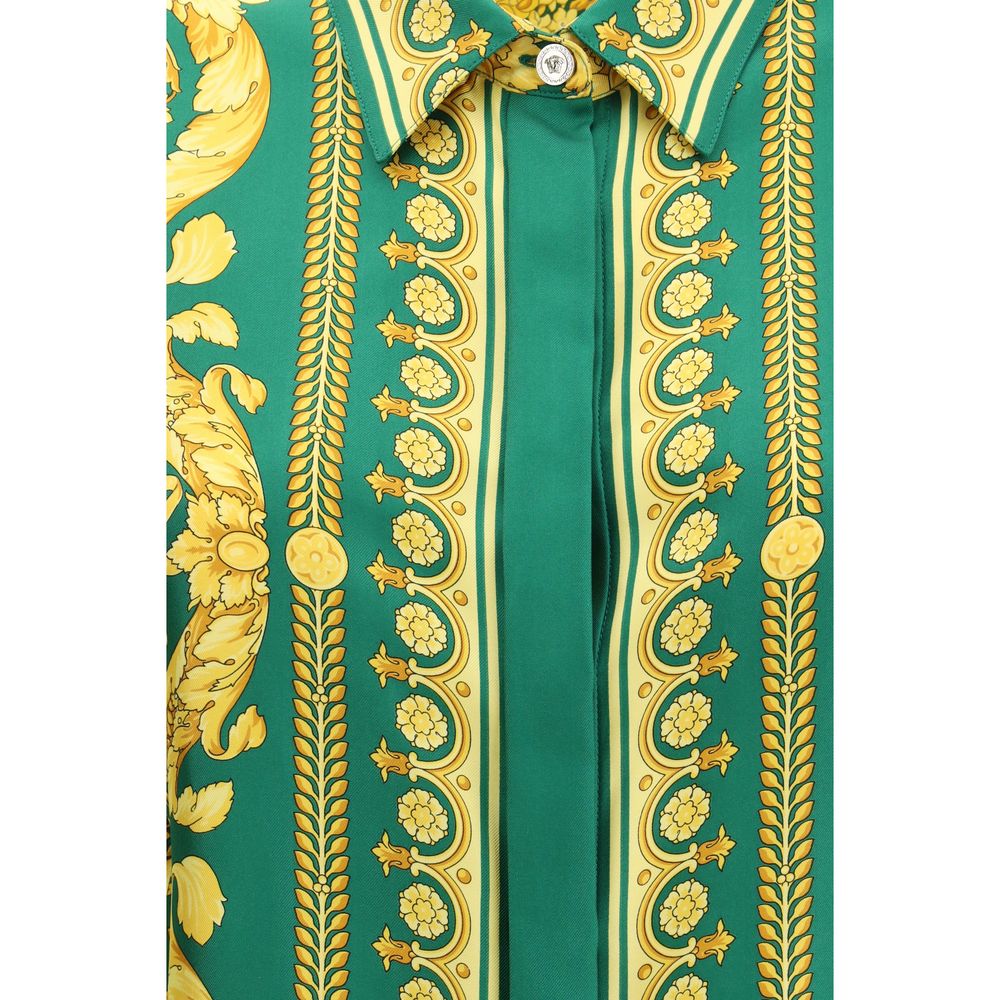 Versace Green Silk Pattern Shirt Glam Steals