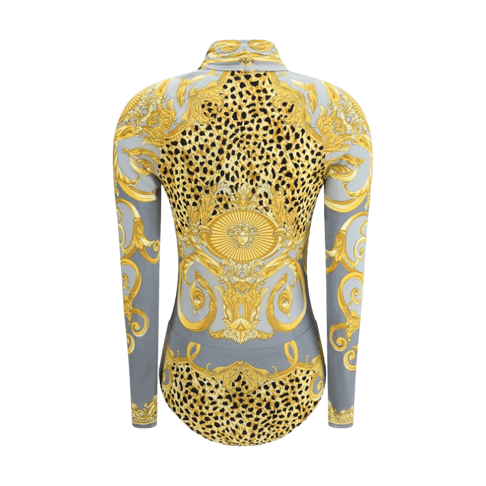 Versace Leopard Draped Bodysuit Glam Steals