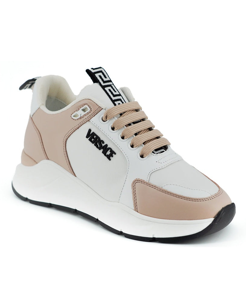 Versace Light Pink Leather White Calf Sneakers Glam Steals